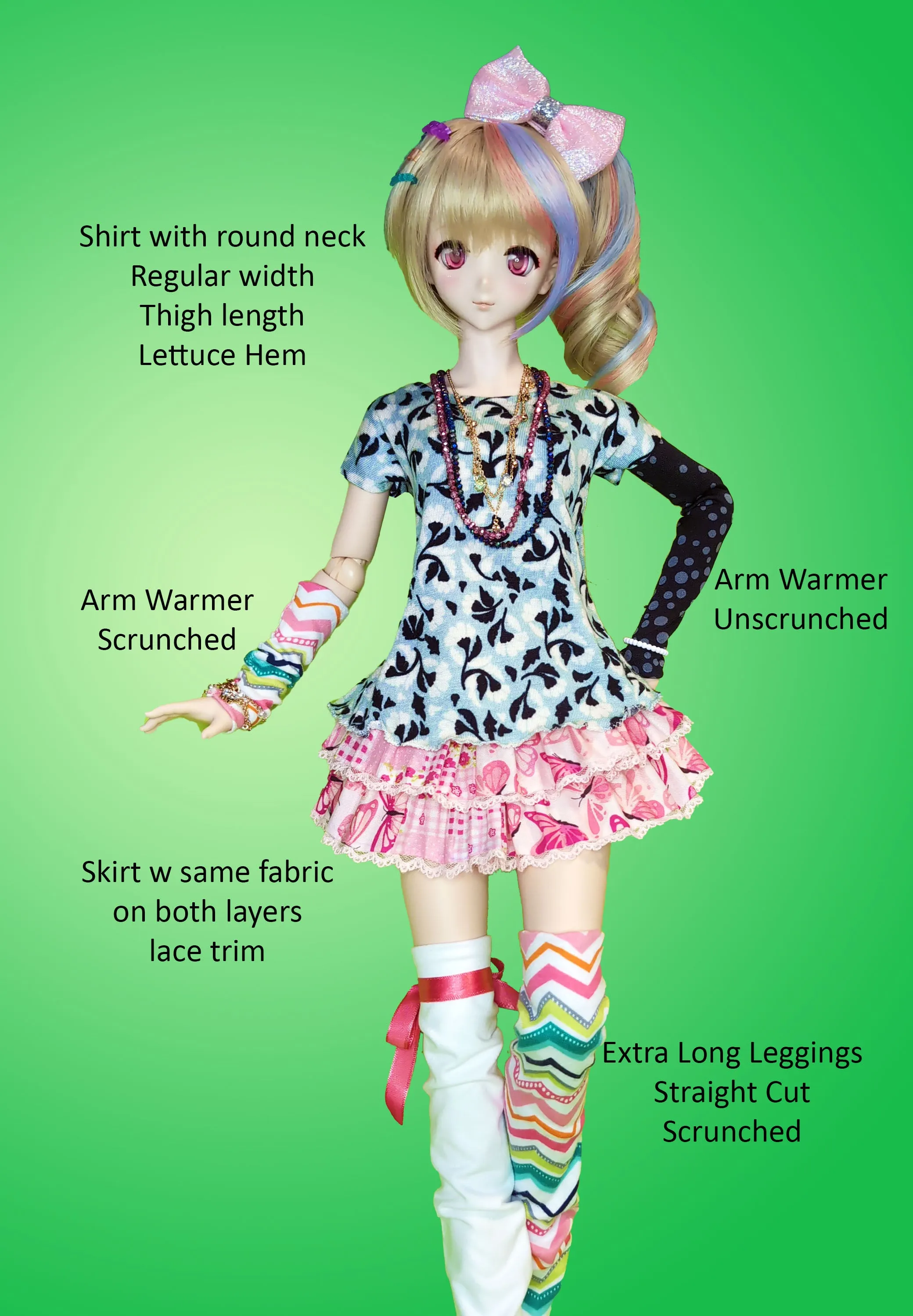 1/3 Adult Girl - Decora Kei - Japanese layerable Harajuku street fashion - Downloadable RAD Doll Clothes PDF Sewing Pattern