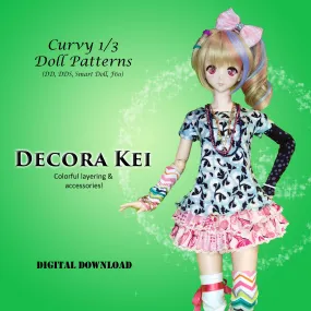 1/3 Adult Girl - Decora Kei - Japanese layerable Harajuku street fashion - Downloadable RAD Doll Clothes PDF Sewing Pattern