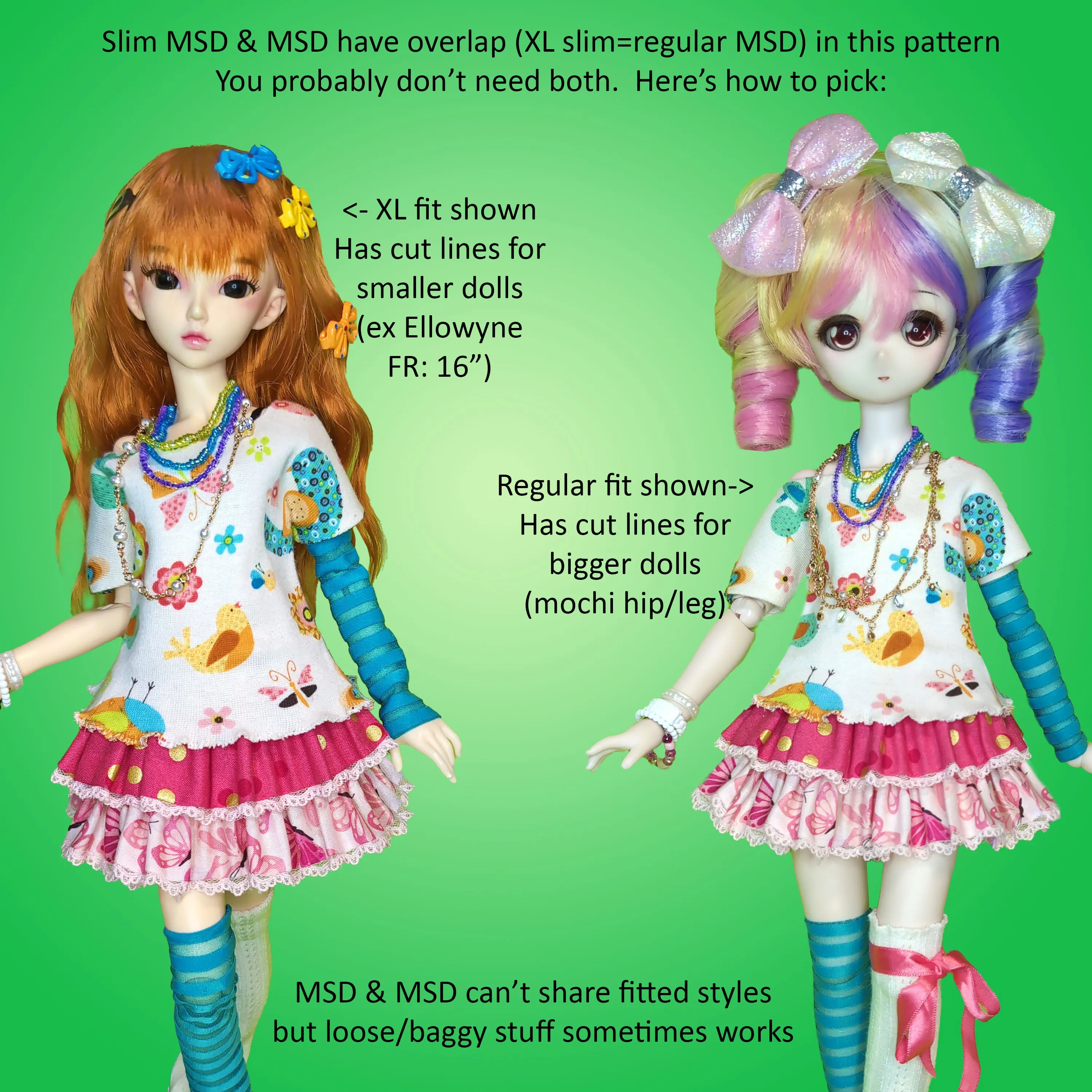 1/3 Kid MDD MSD - Decora Kei - Japanese layerable Harajuku street fashion - Downloadable RAD Doll Clothes PDF Sewing Pattern