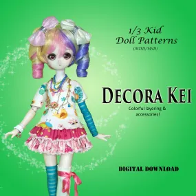 1/3 Kid MDD MSD - Decora Kei - Japanese layerable Harajuku street fashion - Downloadable RAD Doll Clothes PDF Sewing Pattern