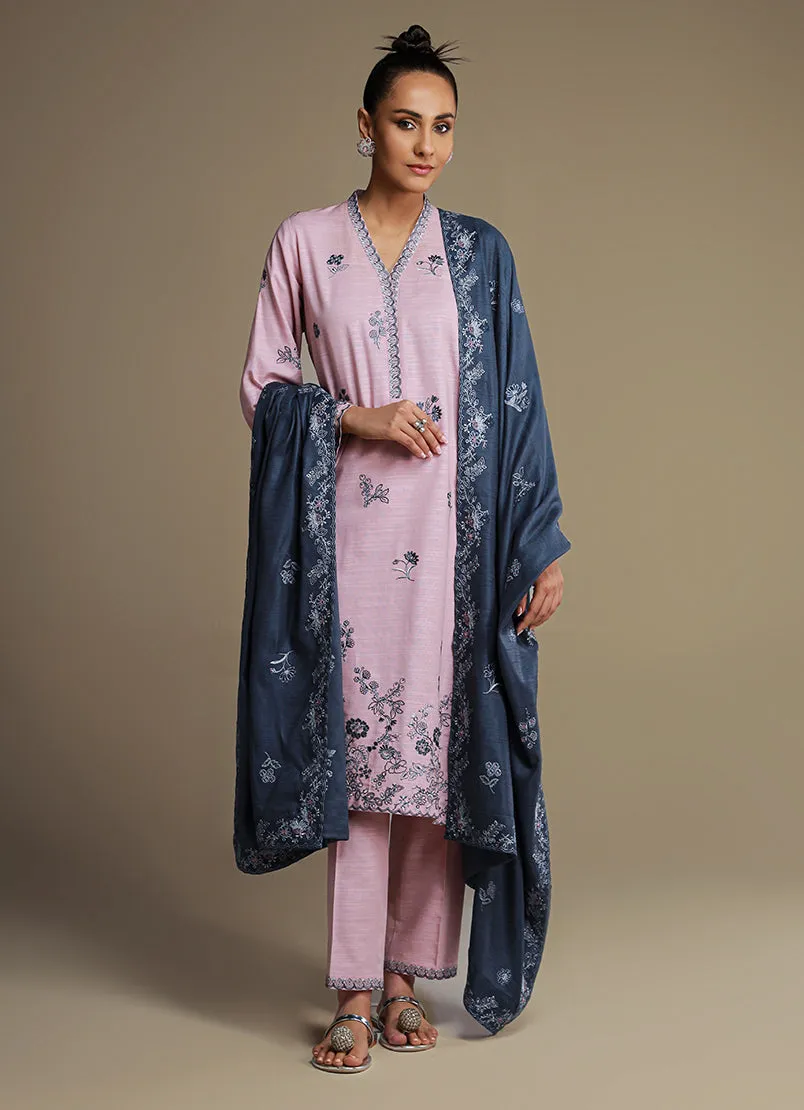 3 Pc Khaddar Embroidered Suit - Ikse-213979