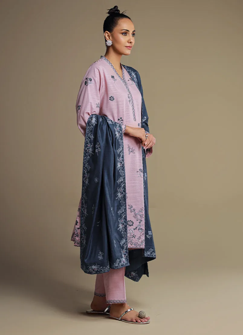3 Pc Khaddar Embroidered Suit - Ikse-213979