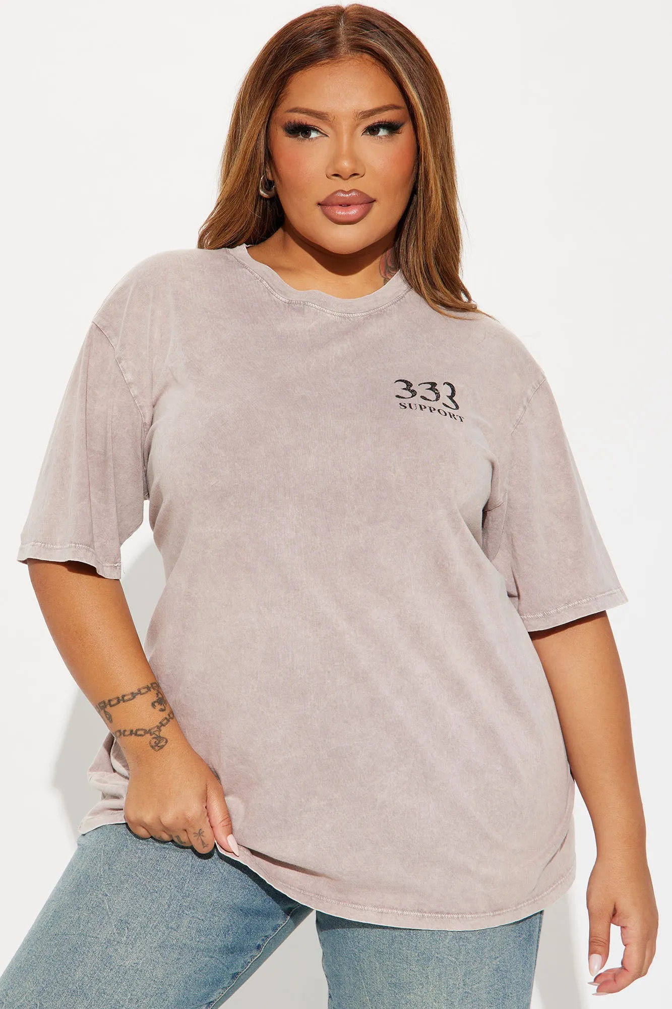 333 Angel Number Tunic Top - Stone