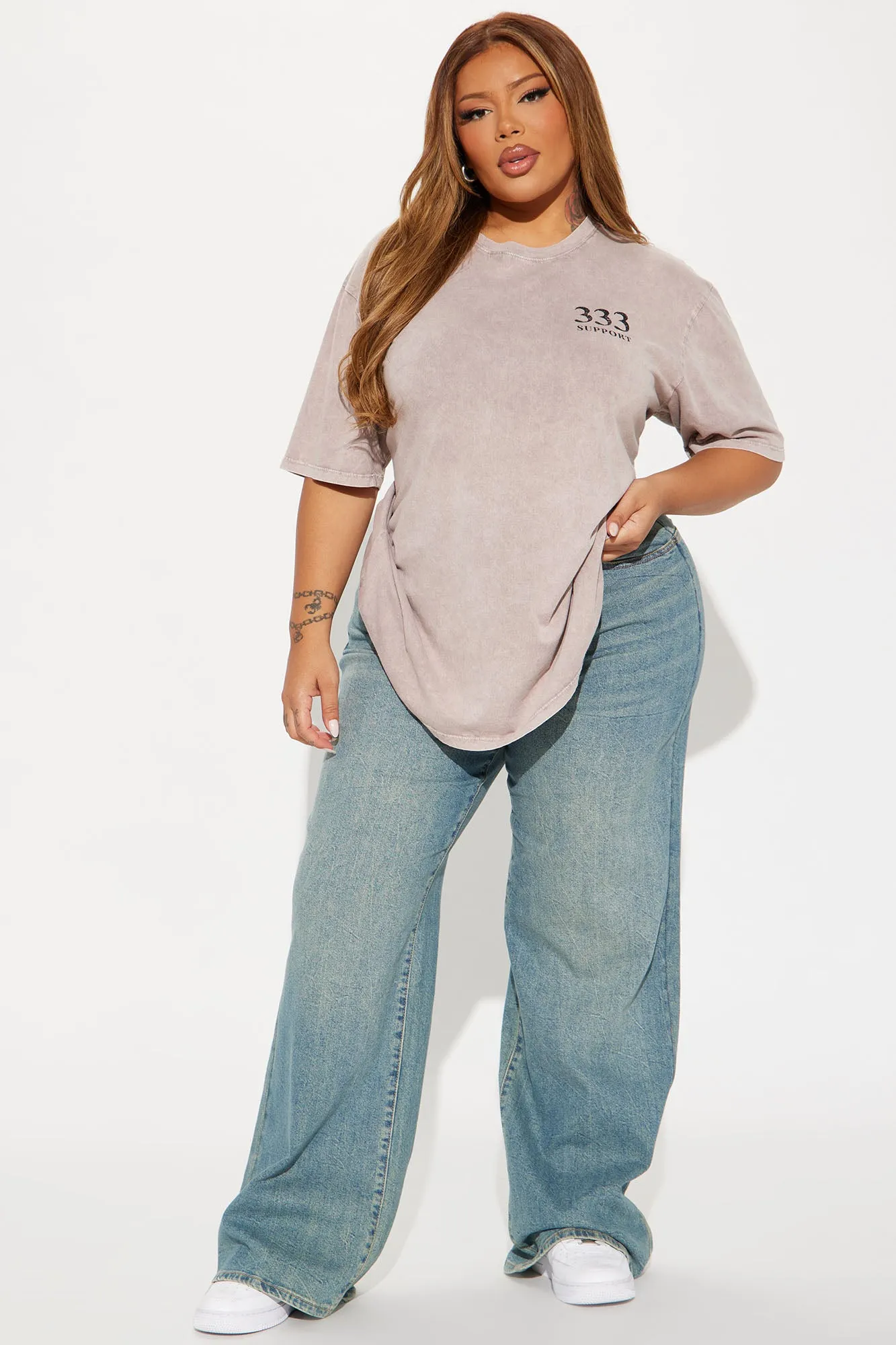 333 Angel Number Tunic Top - Stone