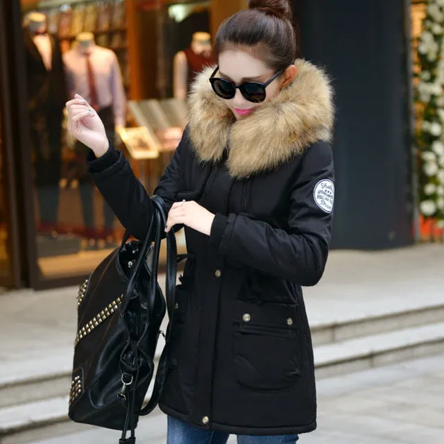 4XL Winter Cotton Parka Thick Medium-Length Plus Size Women