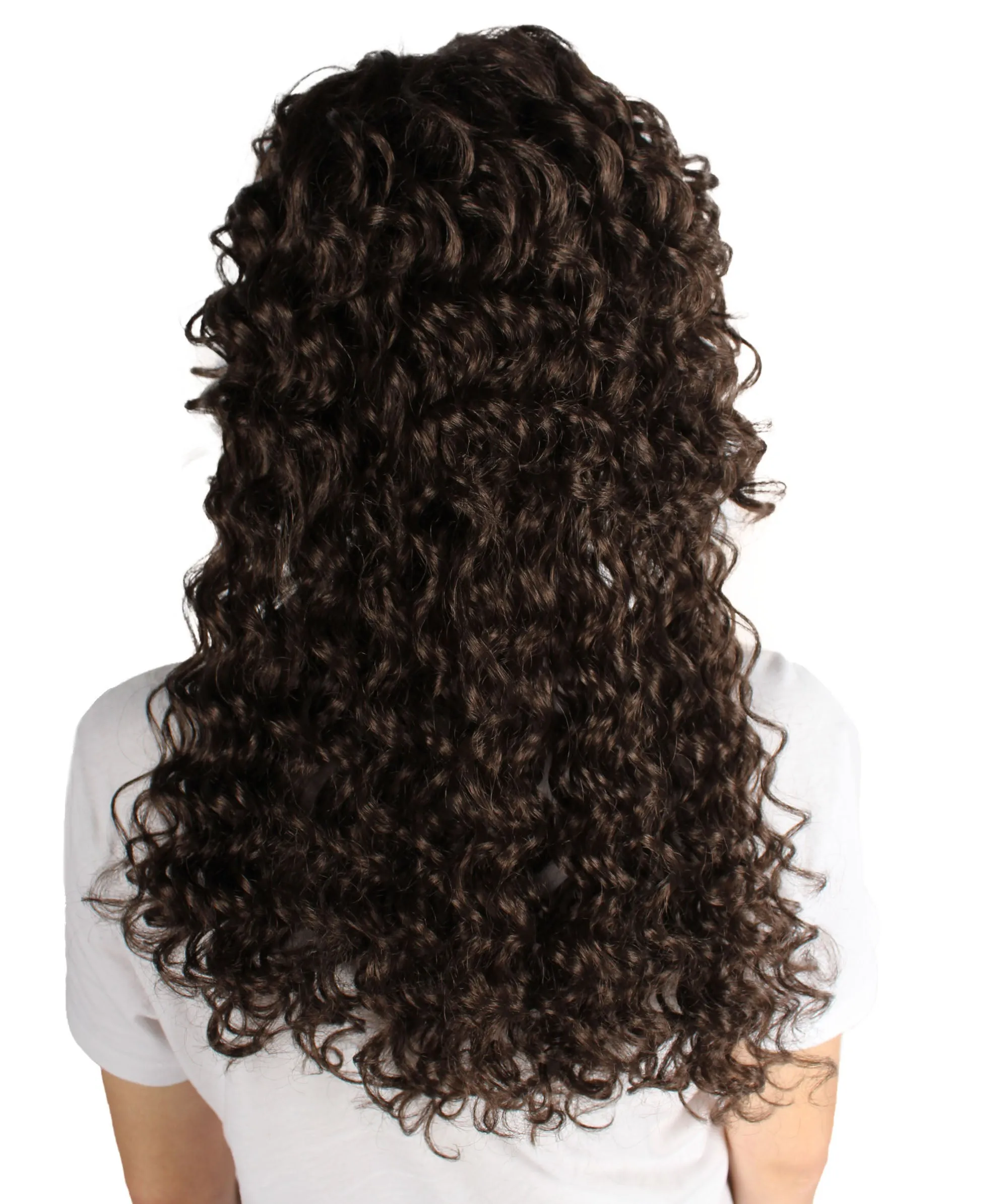 Adult Women's Long Brown White Fluffy Curly Wavy Wig, Best for Halloween, Flame-retardant Syntheic Fiber