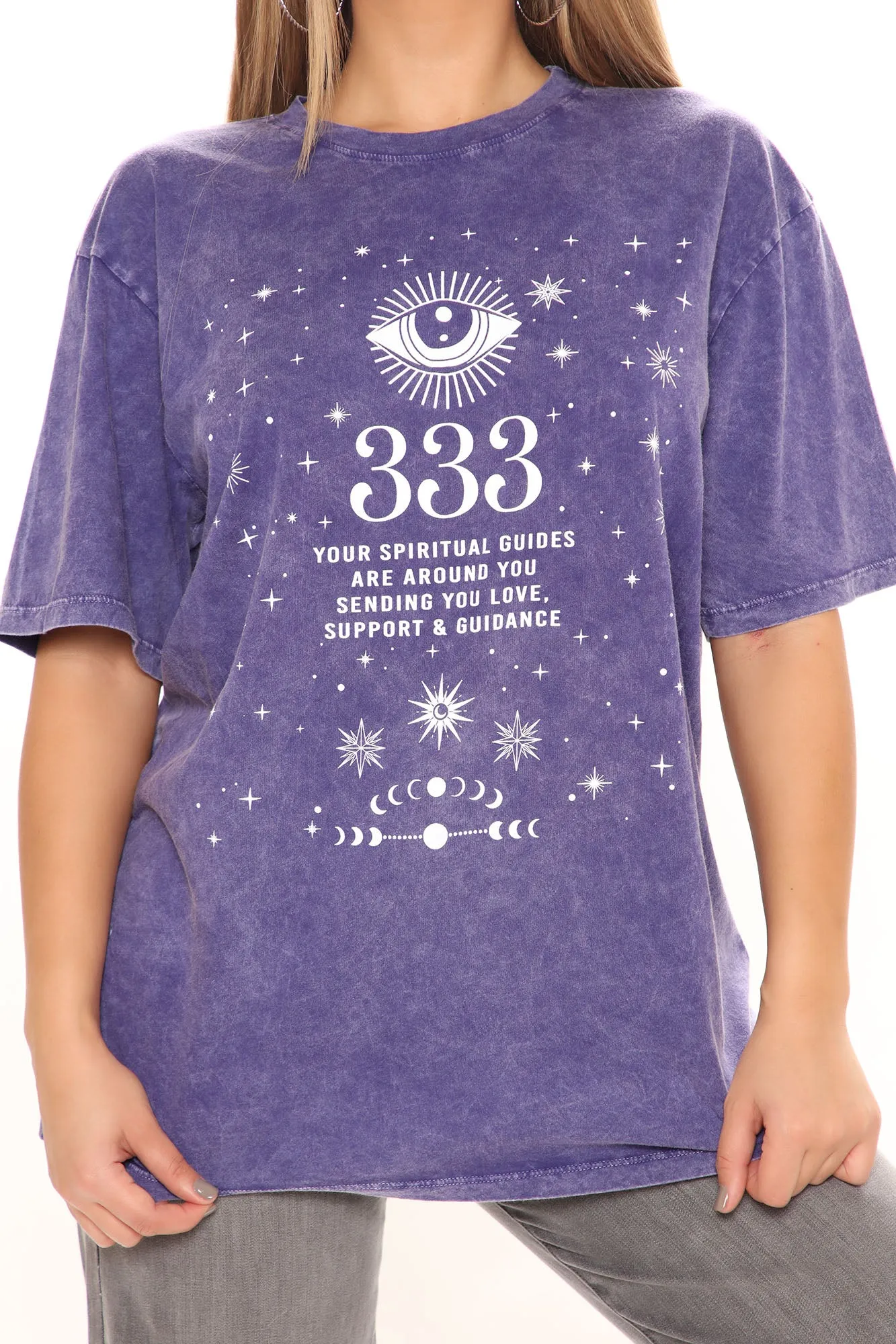 Angel Number 333 Washed Top - Eggplant