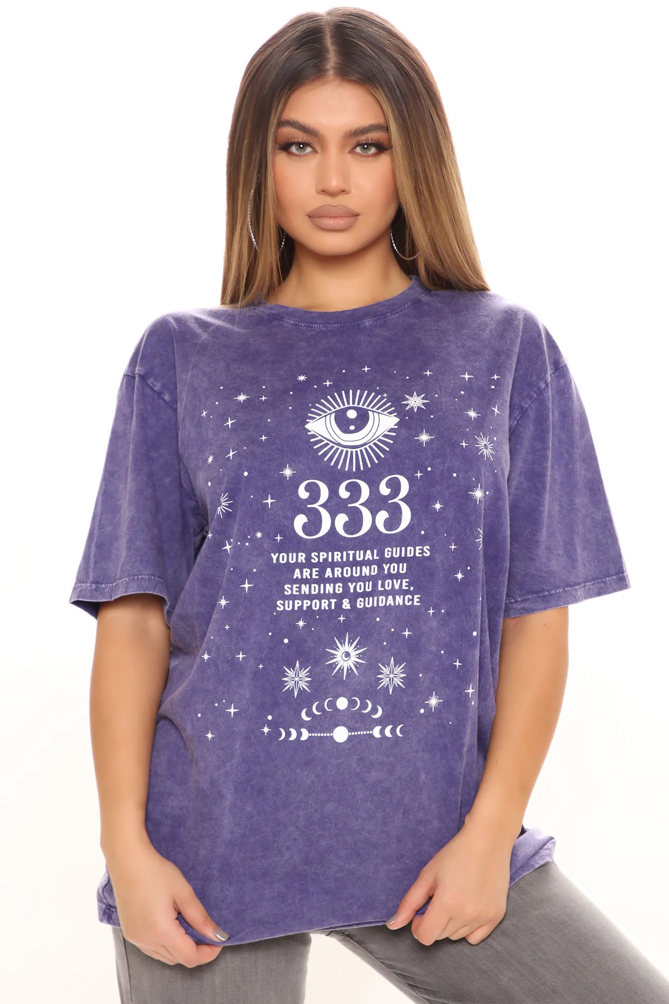 Angel Number 333 Washed Top - Eggplant