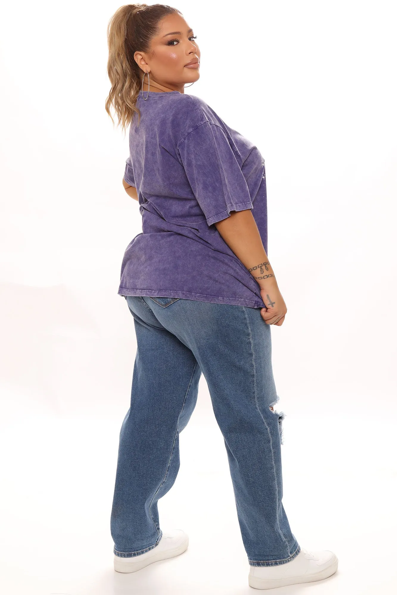 Angel Number 333 Washed Top - Eggplant
