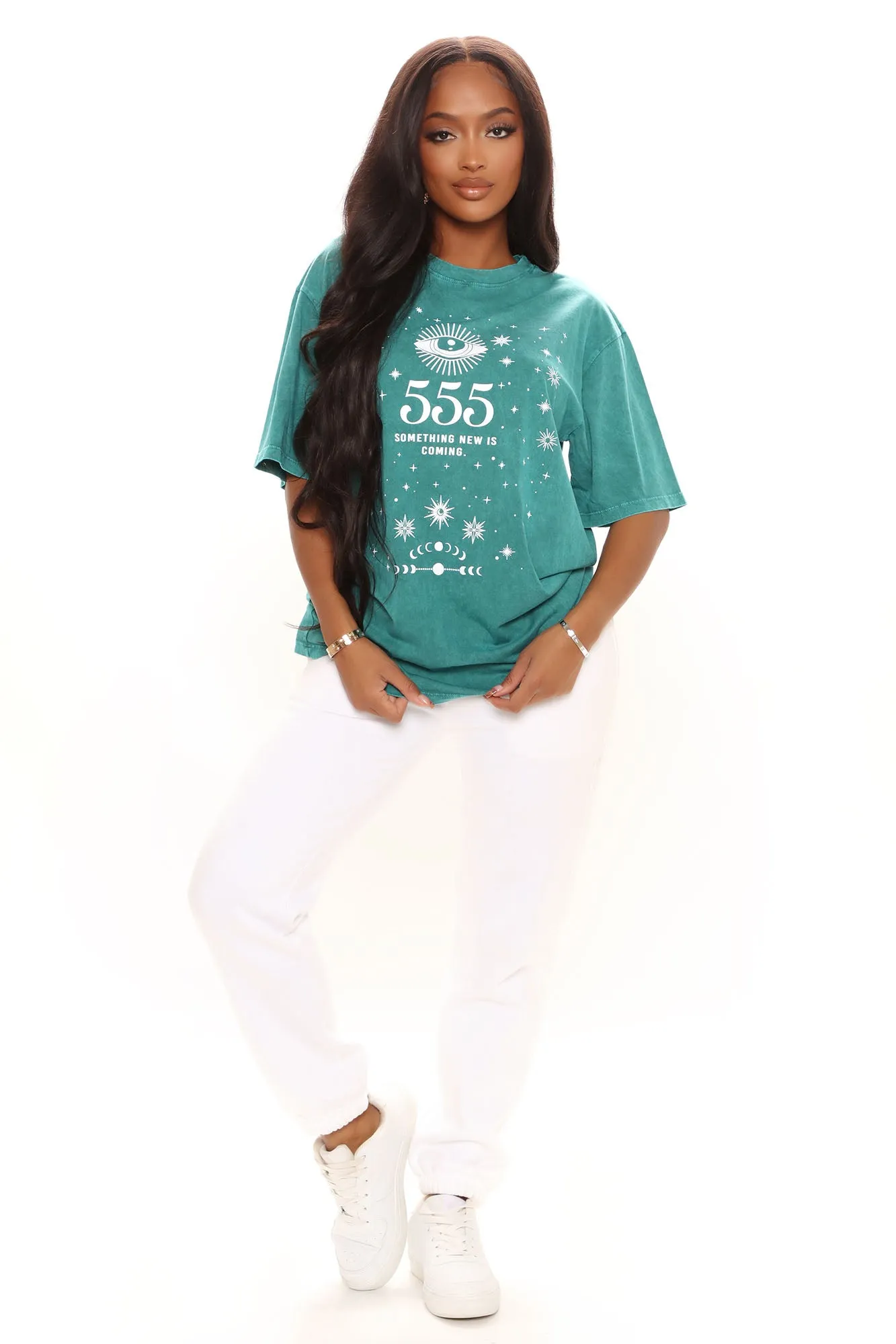 Angel Number 555 Washed Top - Green