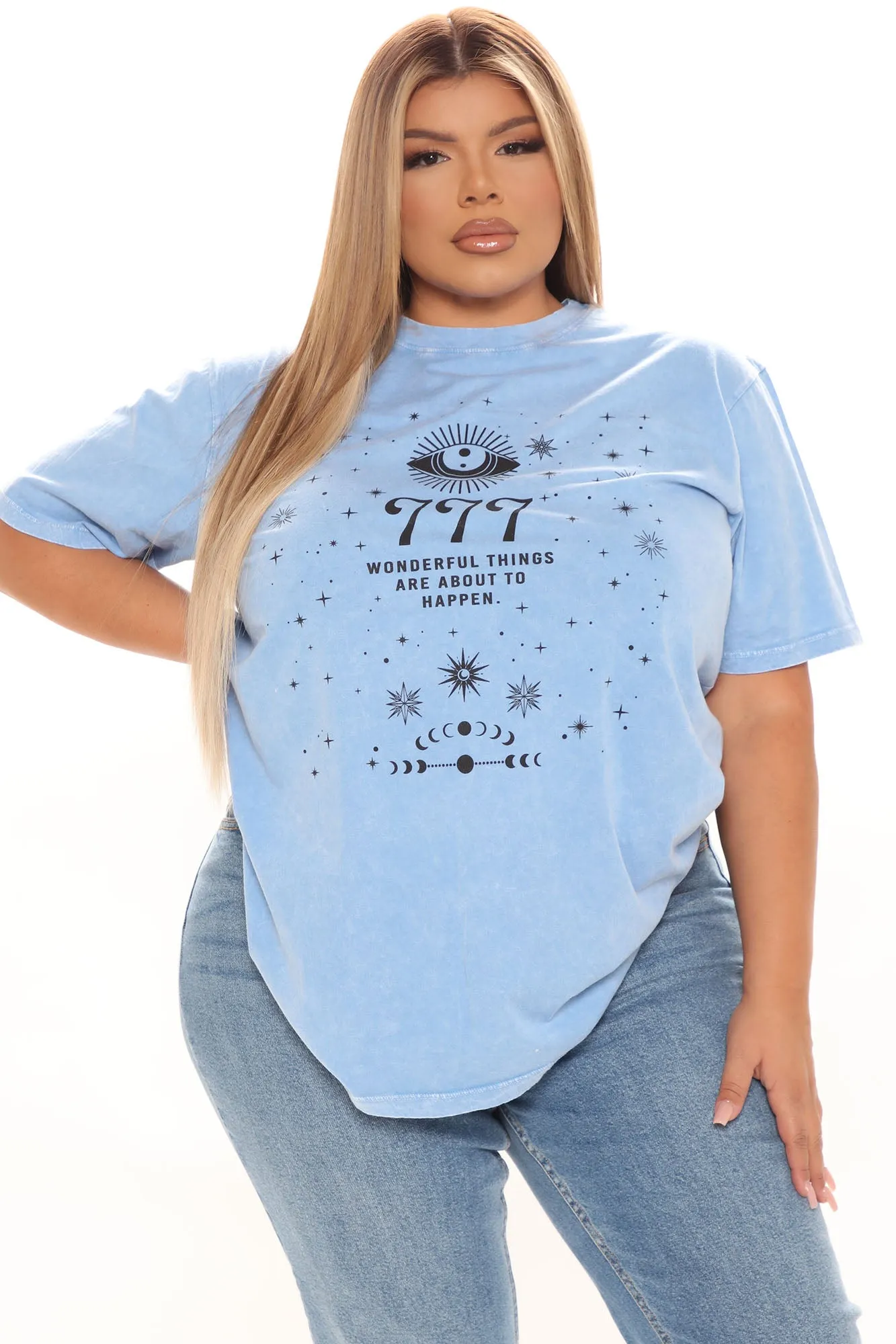 Angel Number 777 Washed Top - Blue