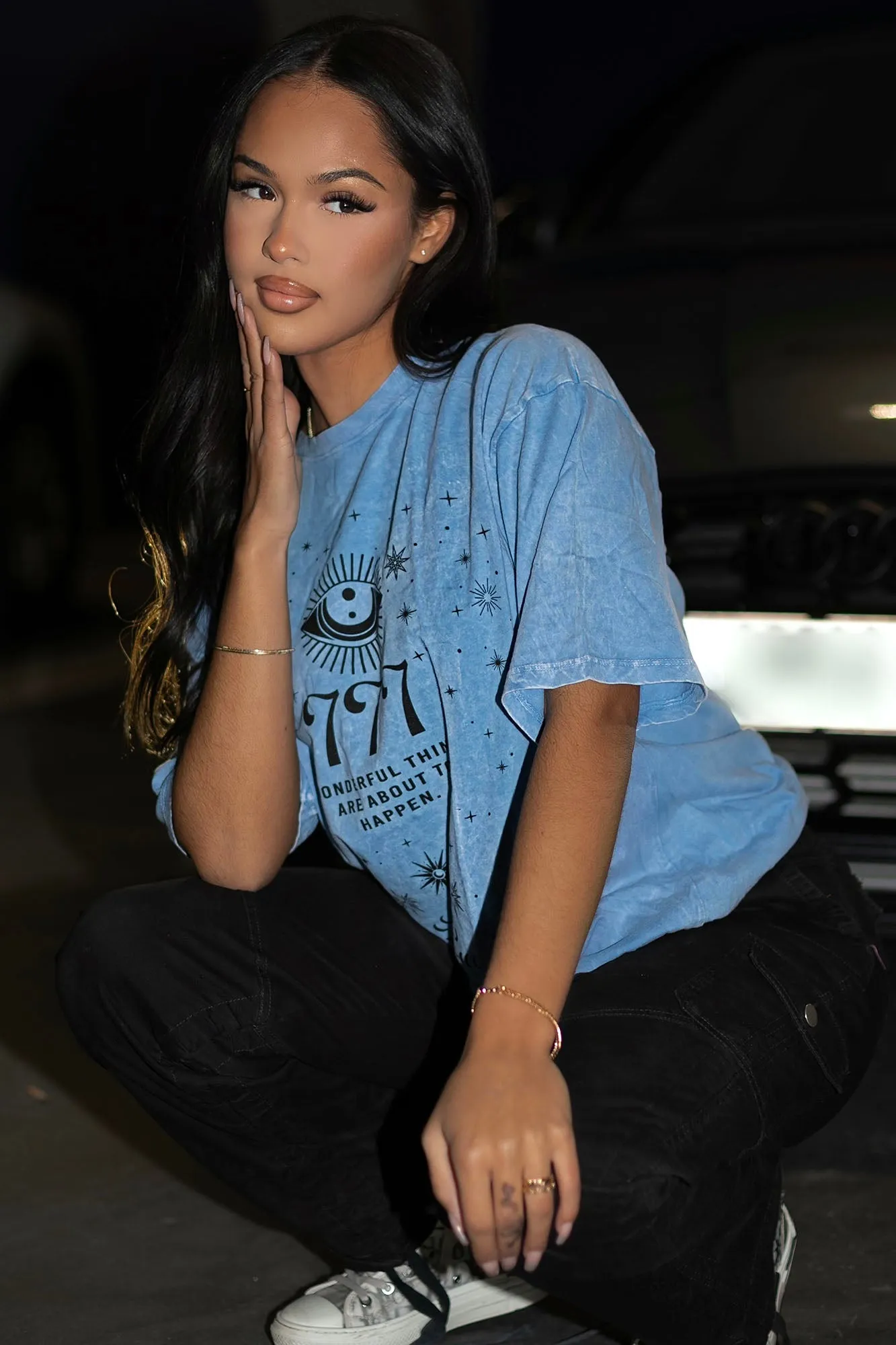 Angel Number 777 Washed Top - Blue