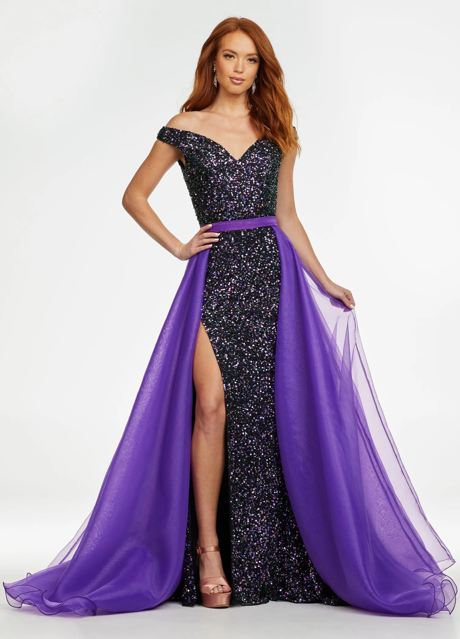 Ashley Lauren 1740 Size 2, 6 Jade Long Organza Overskirt Wire Hem Pageant Prom Layers