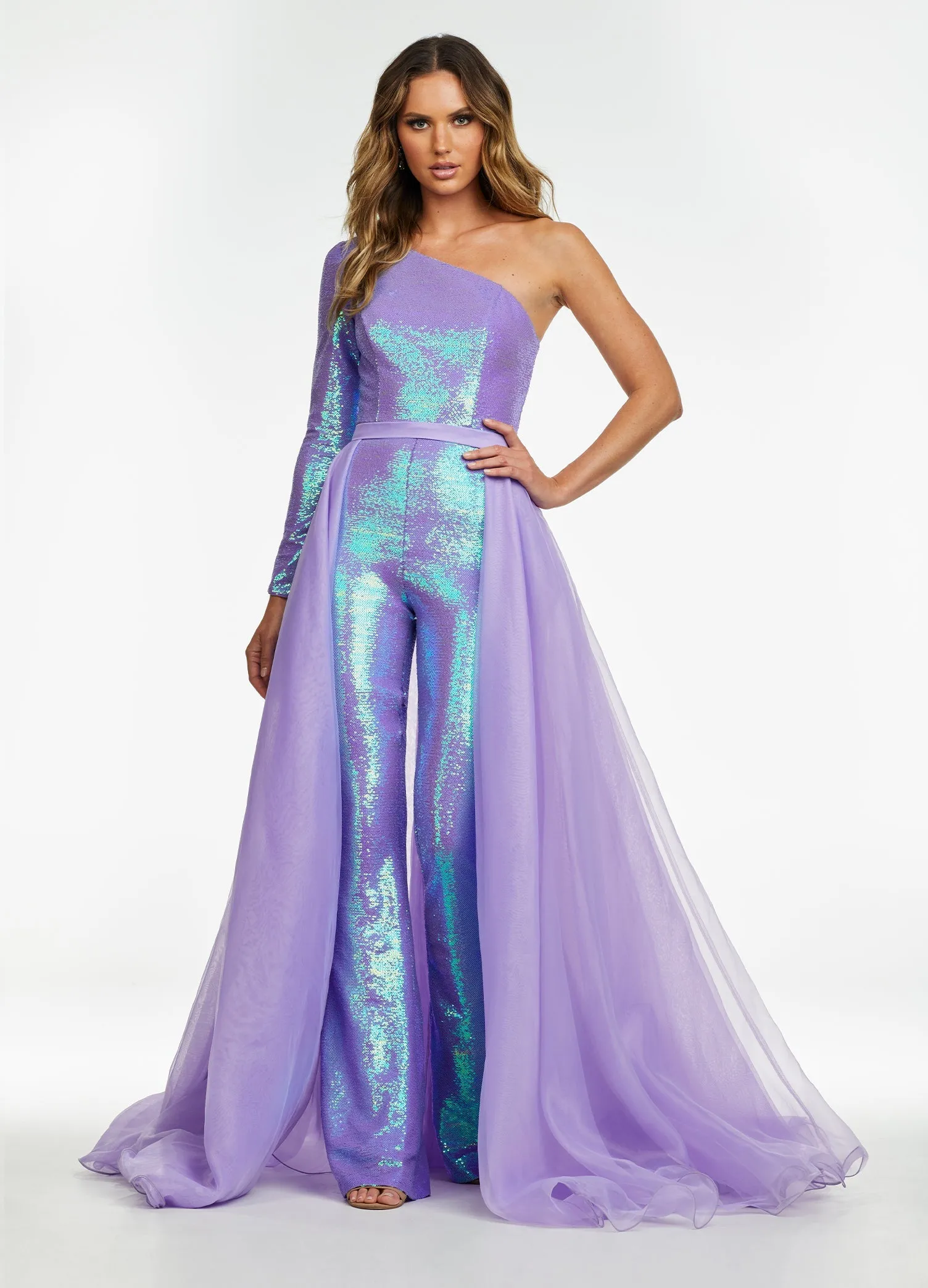 Ashley Lauren 1740 Size 2, 6 Jade Long Organza Overskirt Wire Hem Pageant Prom Layers