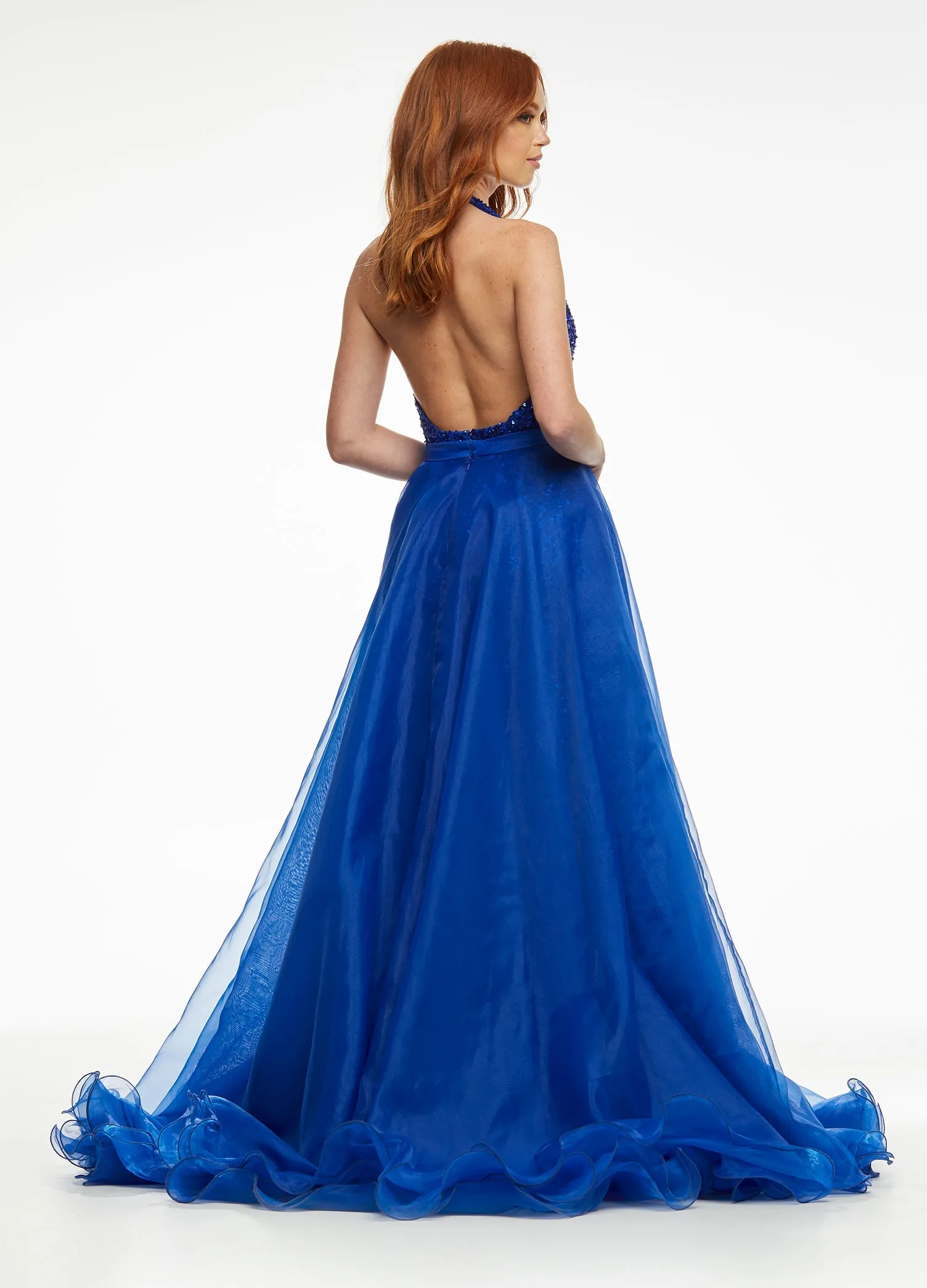 Ashley Lauren 1740 Size 2, 6 Jade Long Organza Overskirt Wire Hem Pageant Prom Layers