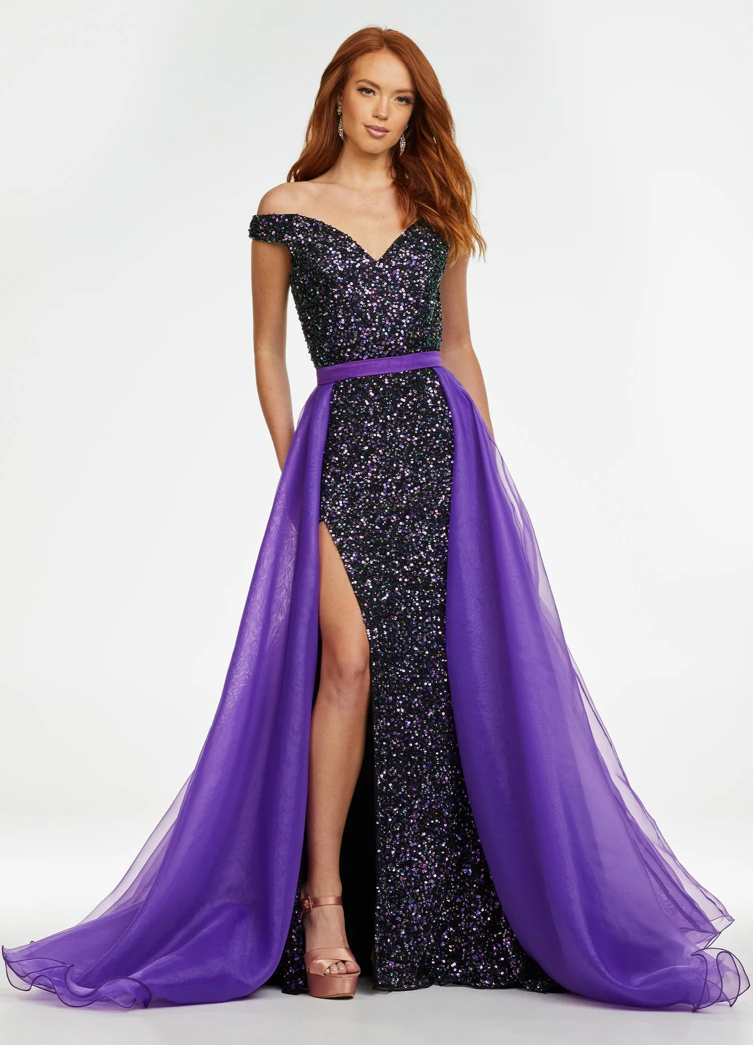 Ashley Lauren 1740 Size 2, 6 Jade Long Organza Overskirt Wire Hem Pageant Prom Layers