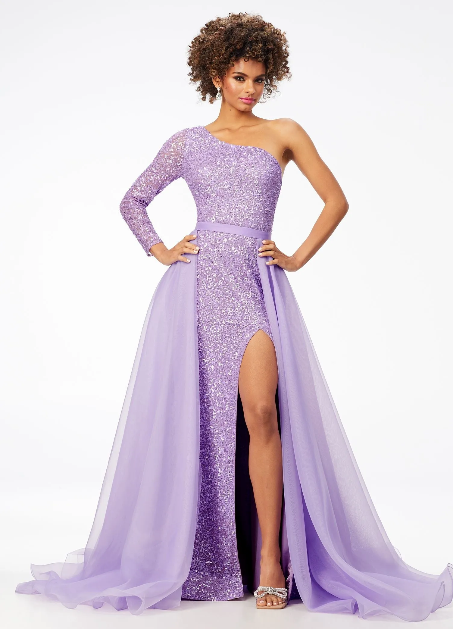 Ashley Lauren 1740 Size 2, 6 Jade Long Organza Overskirt Wire Hem Pageant Prom Layers