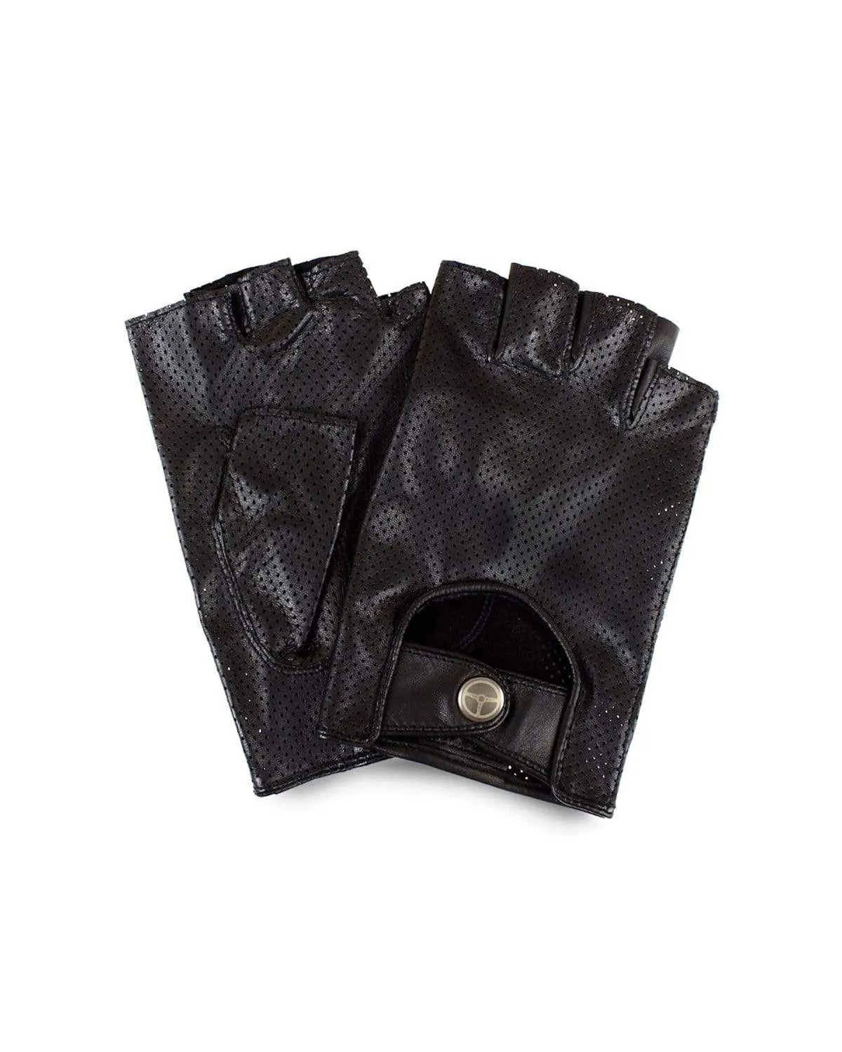 BAD ONE - Fingerless Leather Driving Gloves - Black
