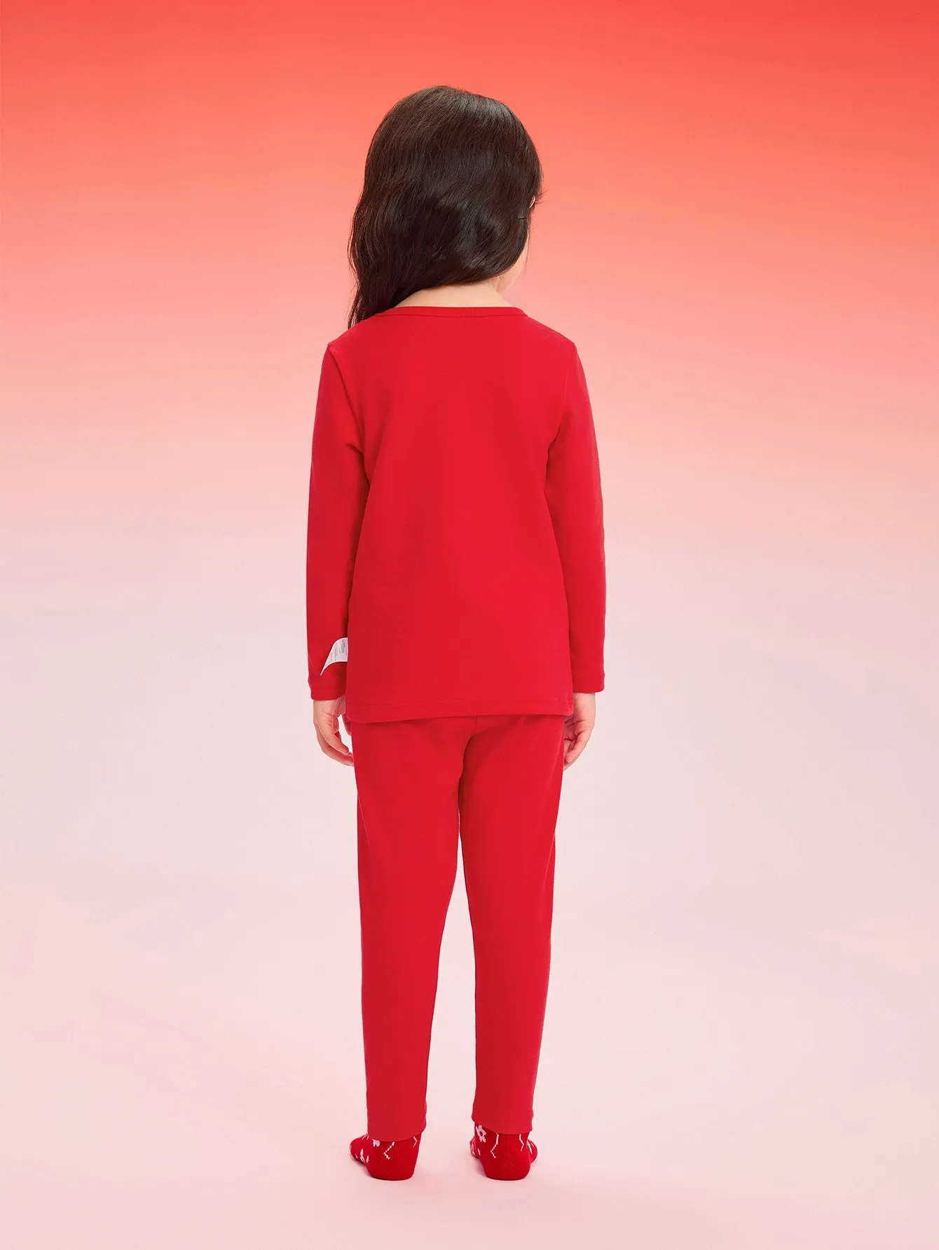 Balabala Children Thermal Underwear Suit Snake Year of the Snake New Boy And Girl Autumn Top And Pants Animal Year Red Pajamas