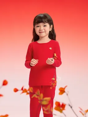 Balabala Children Thermal Underwear Suit Snake Year of the Snake New Boy And Girl Autumn Top And Pants Animal Year Red Pajamas