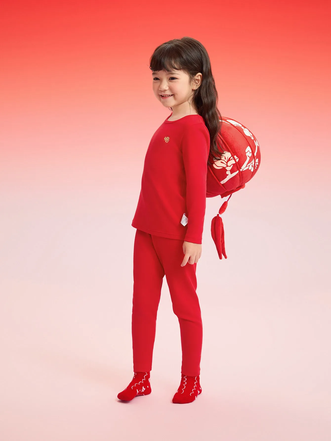 Balabala Children Thermal Underwear Suit Snake Year of the Snake New Boy And Girl Autumn Top And Pants Animal Year Red Pajamas