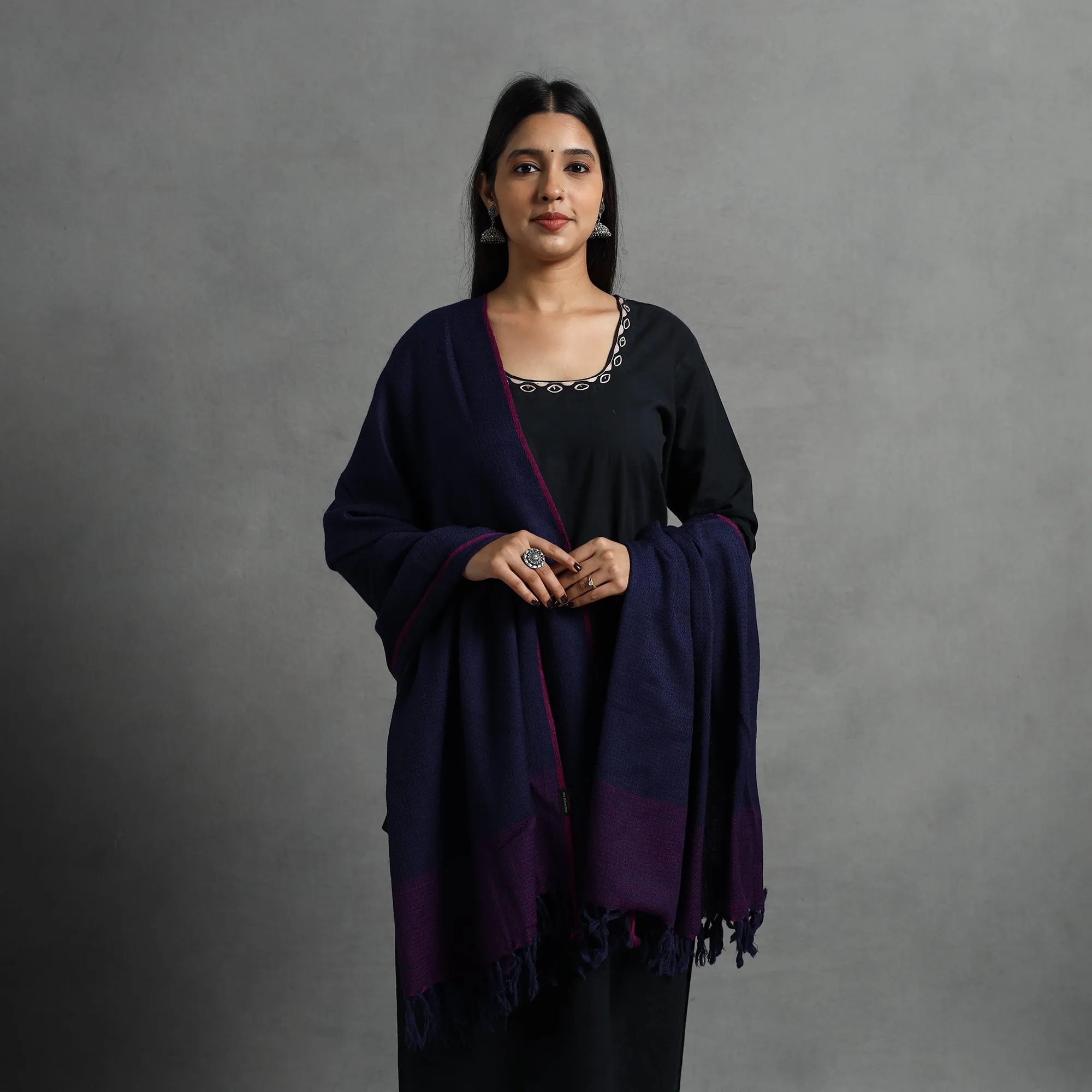 Blue - Kumaun Handwoven Pure Merino Wool Shawl for Women 93