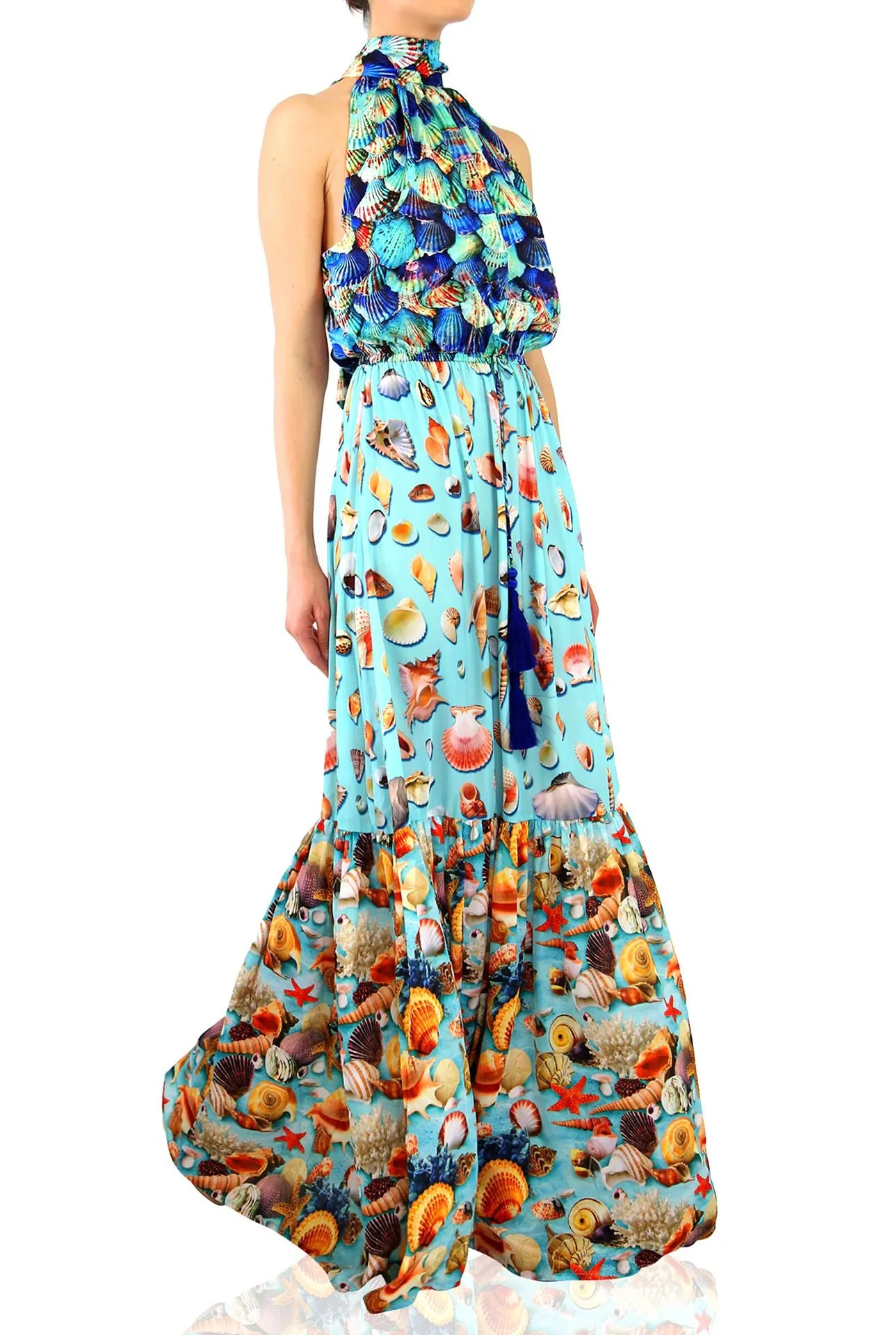 Blue Long Silk Dress For Women