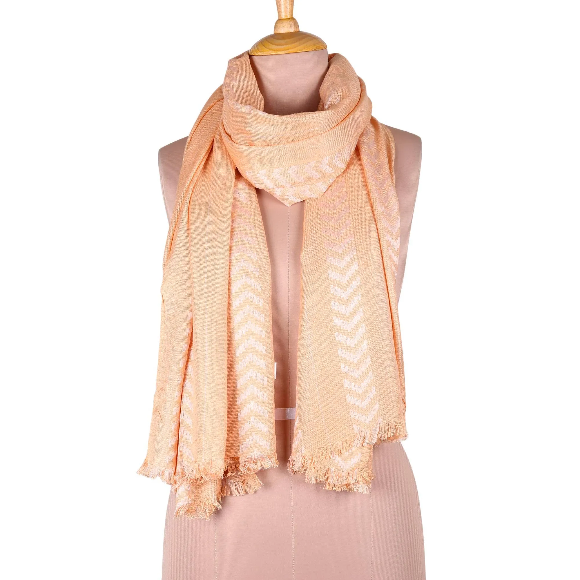 Chevron Pattern Soft Peach Shawl - Feminine Chevrons