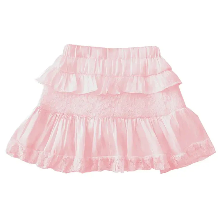 Chic Lace High Waist Layered Mini Skirt