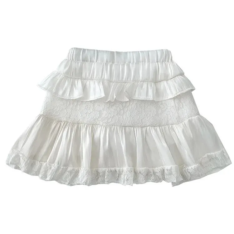 Chic Lace High Waist Layered Mini Skirt