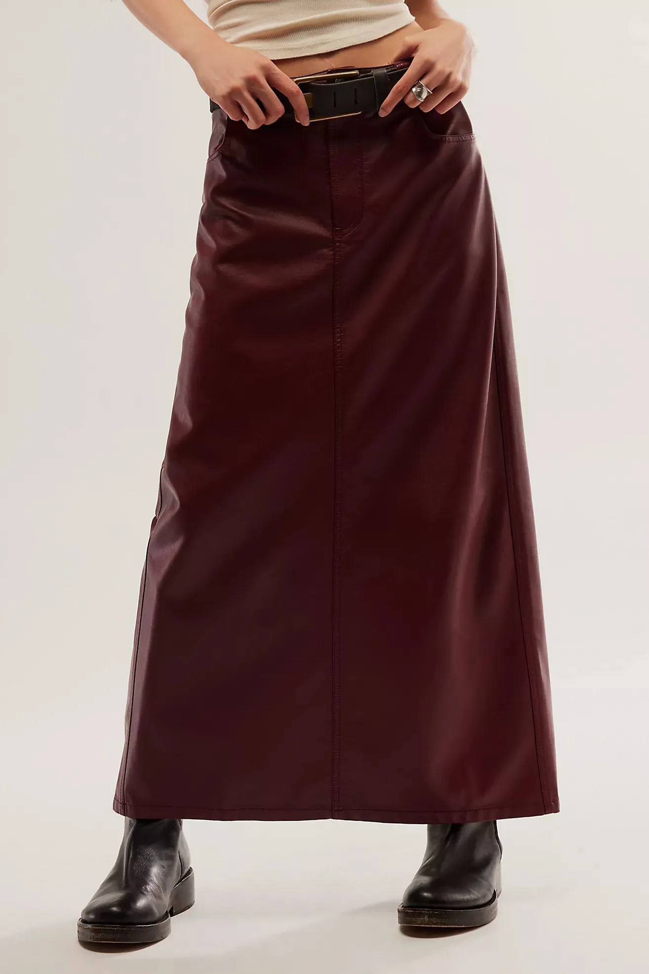 City Slicker Maxi Skirt- Red Jasper Vegan