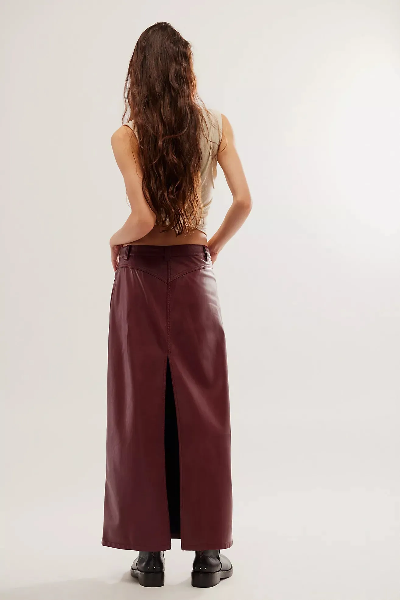 City Slicker Maxi Skirt- Red Jasper Vegan