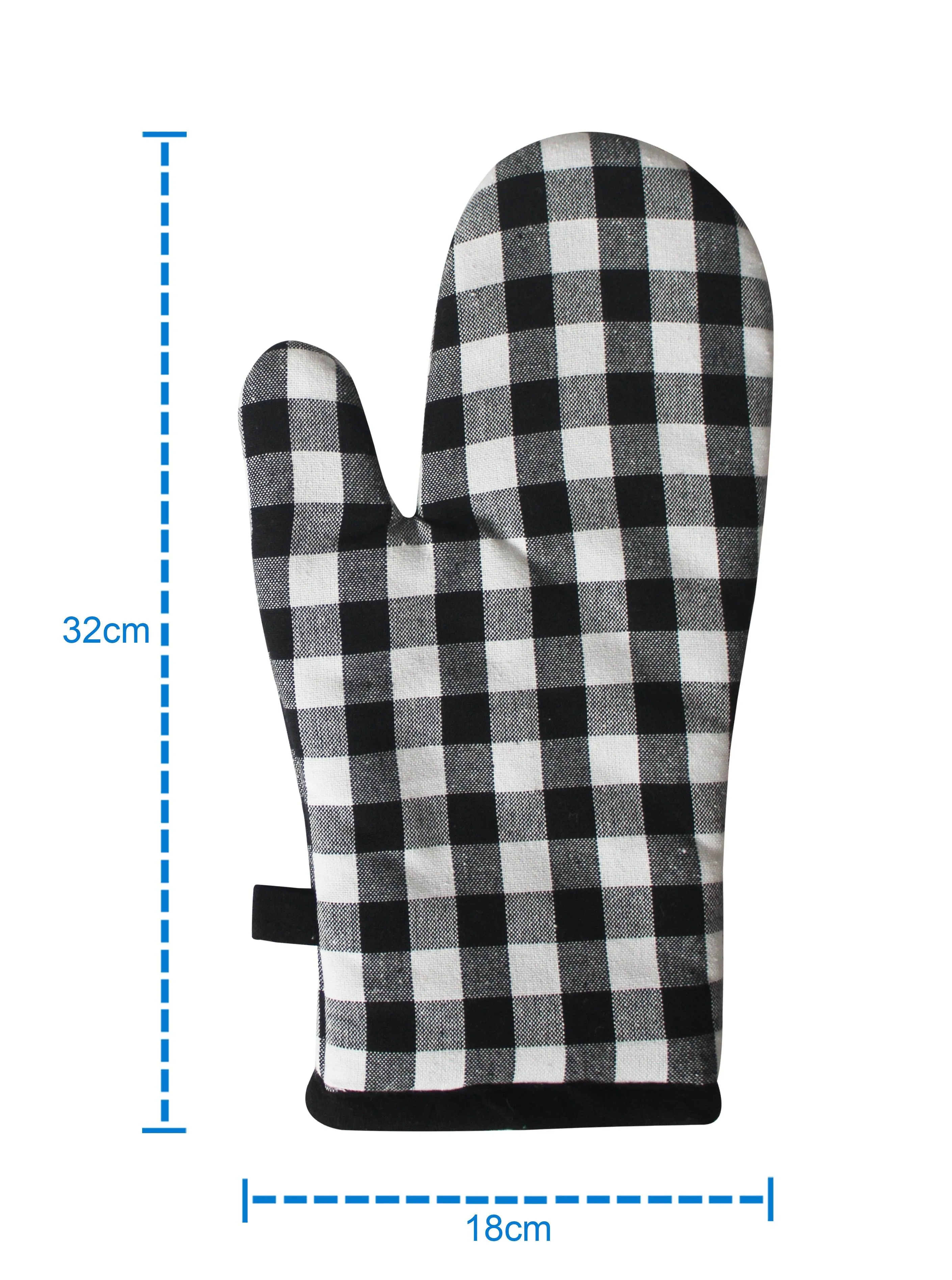 Cotton Gingham Check Black Oven Gloves Pack Of 2