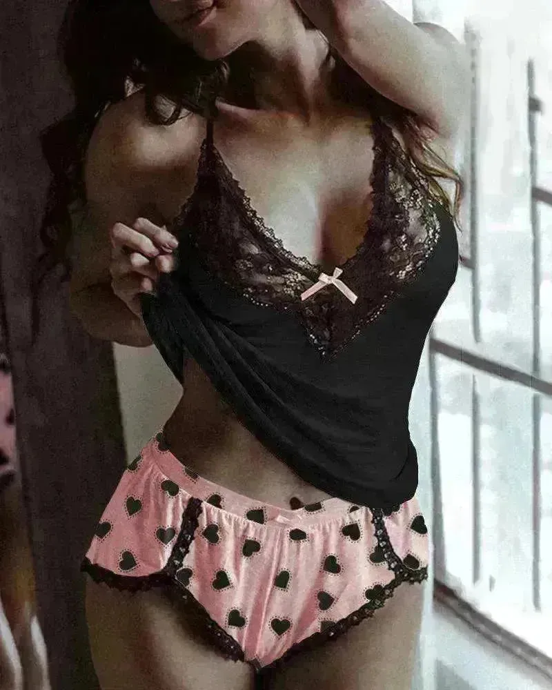 Cotton Strap lace pajamas