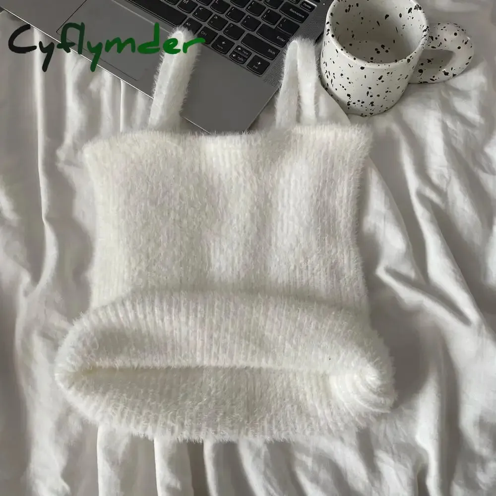 Cyflymder Solid Color Slim Fashion Soft Autumn Winter Women Undershirt Warm Vest with Bra Lambswool Thermal Underwear Bottoming Clothing
