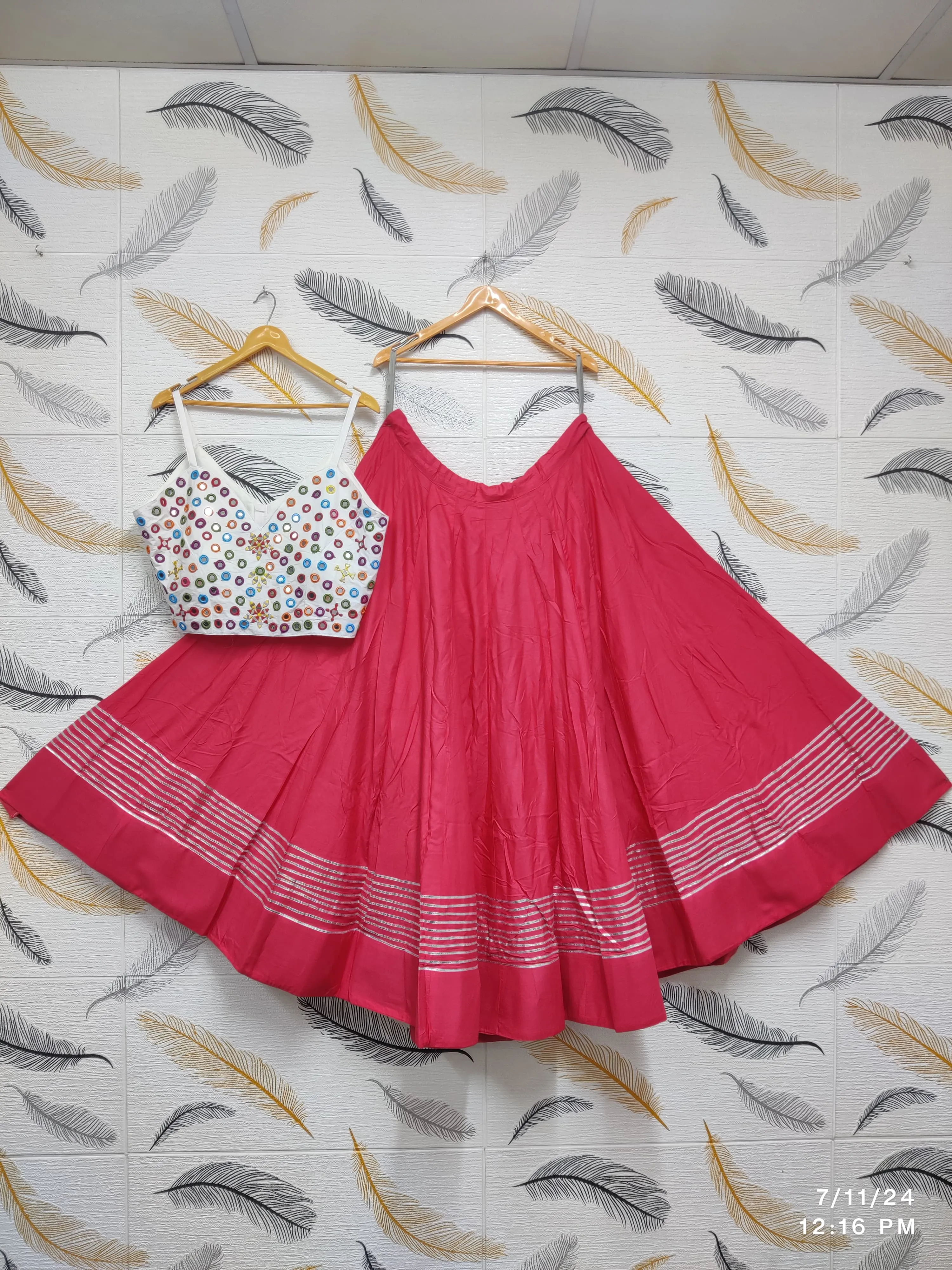 Exquisite Pink Color Rayon Cotton Skirt For Women