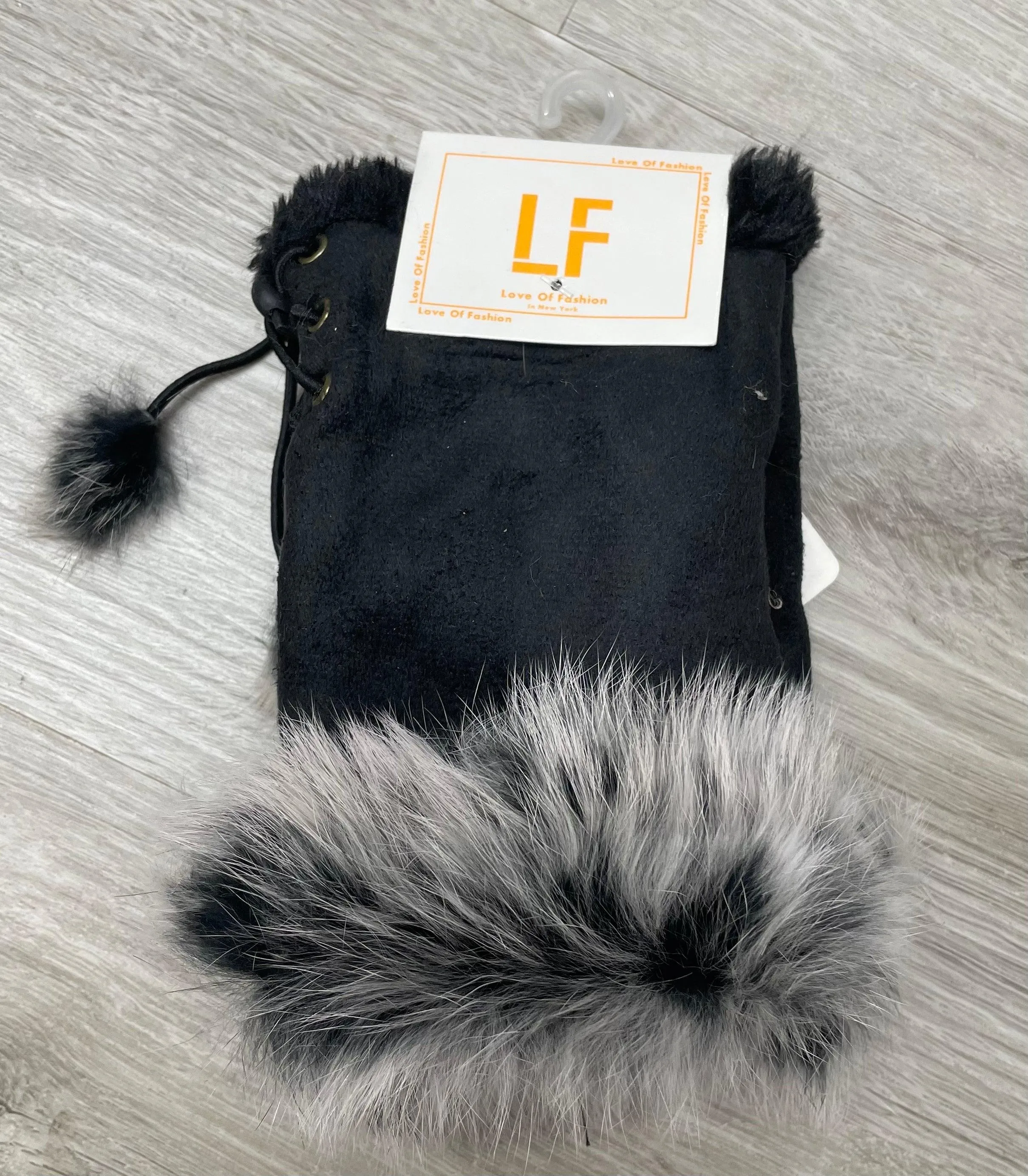 Fingerless Faux Fur Trim Glove LOG 079