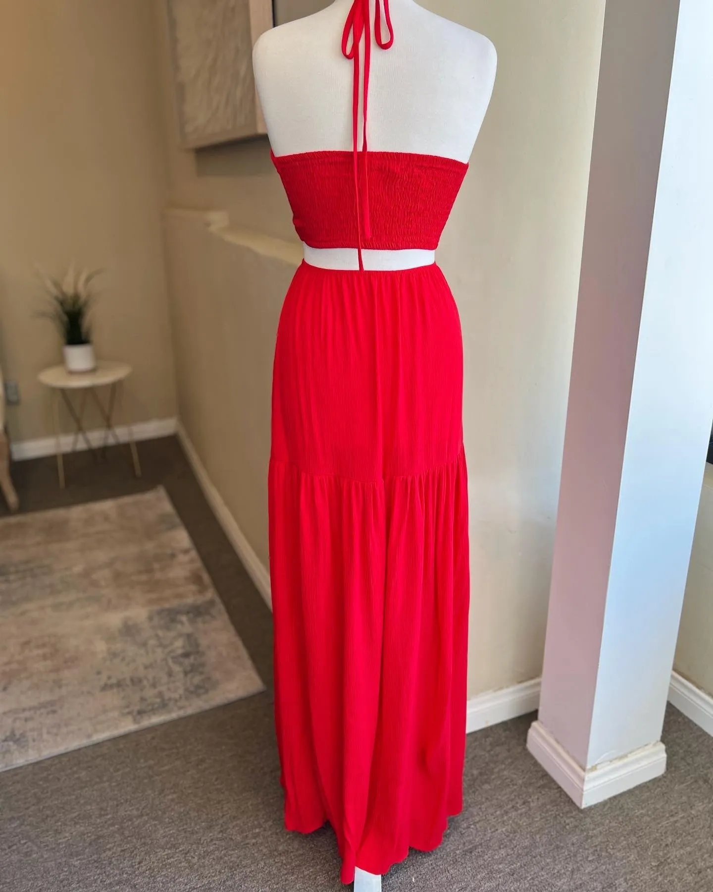 Gauze Halter Maxi Dress