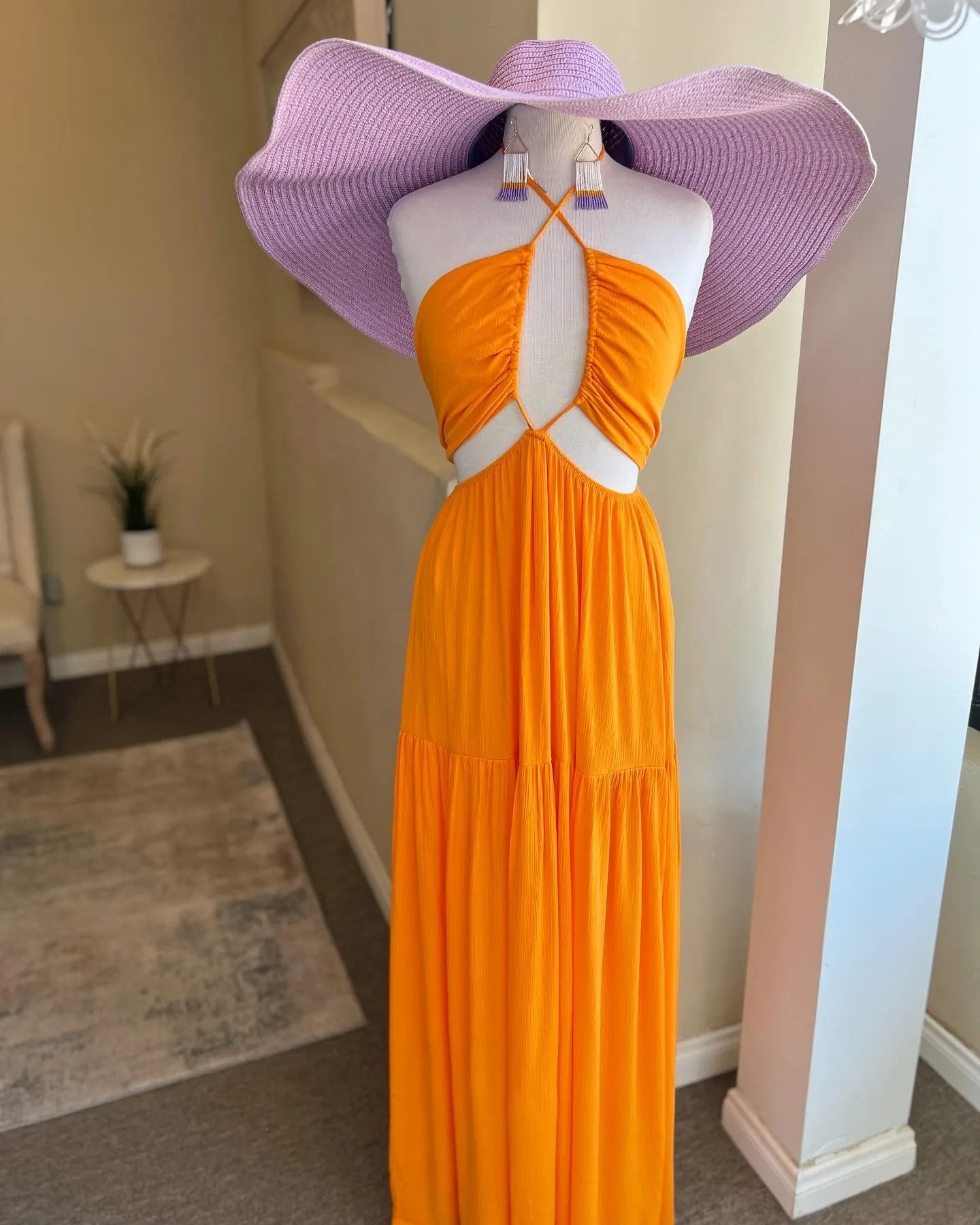 Gauze Halter Maxi Dress