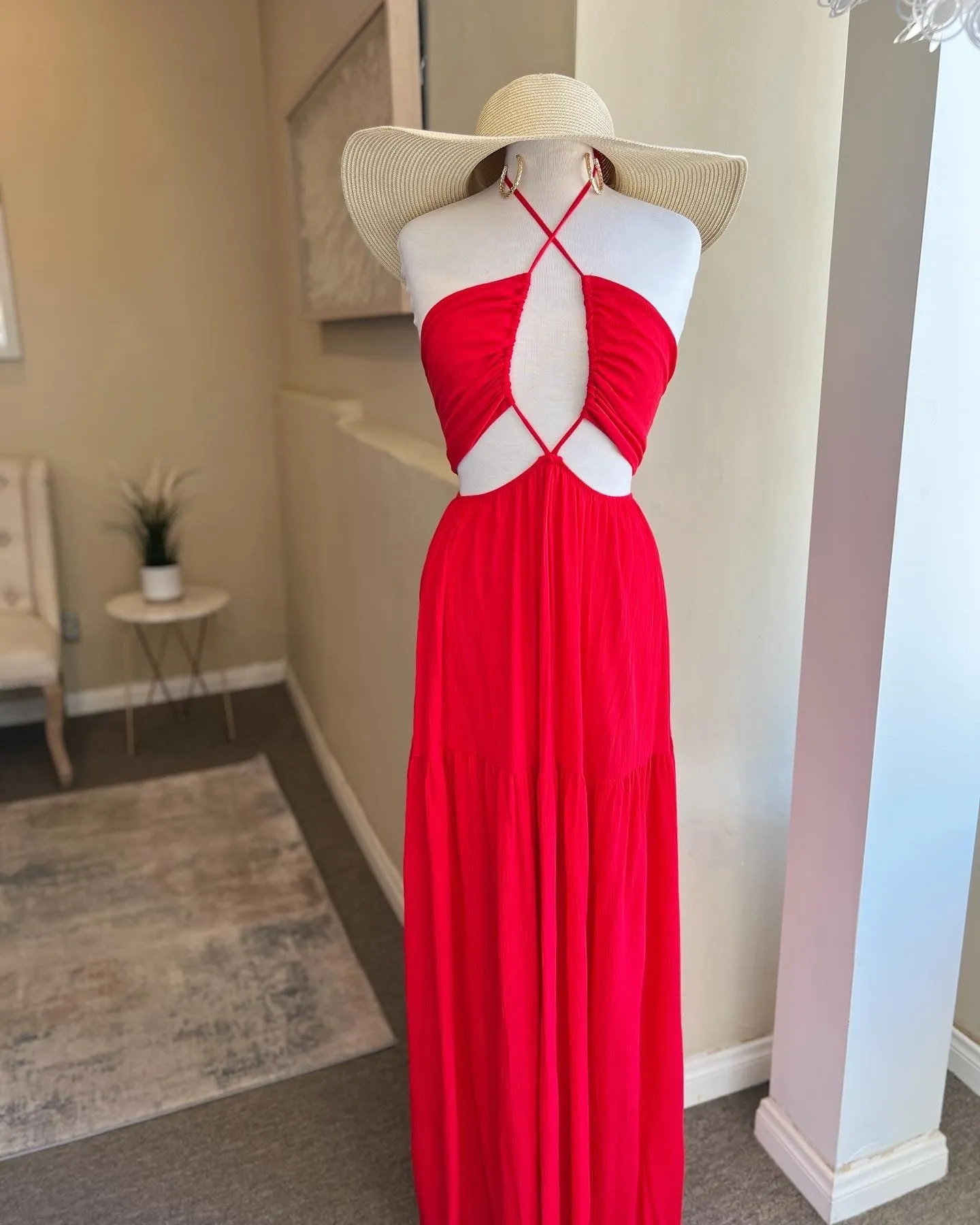 Gauze Halter Maxi Dress