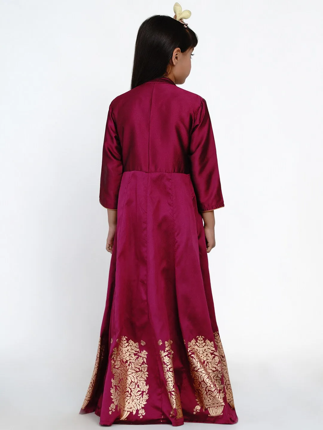 Girl'S Burgundy Flared Maxi Dress