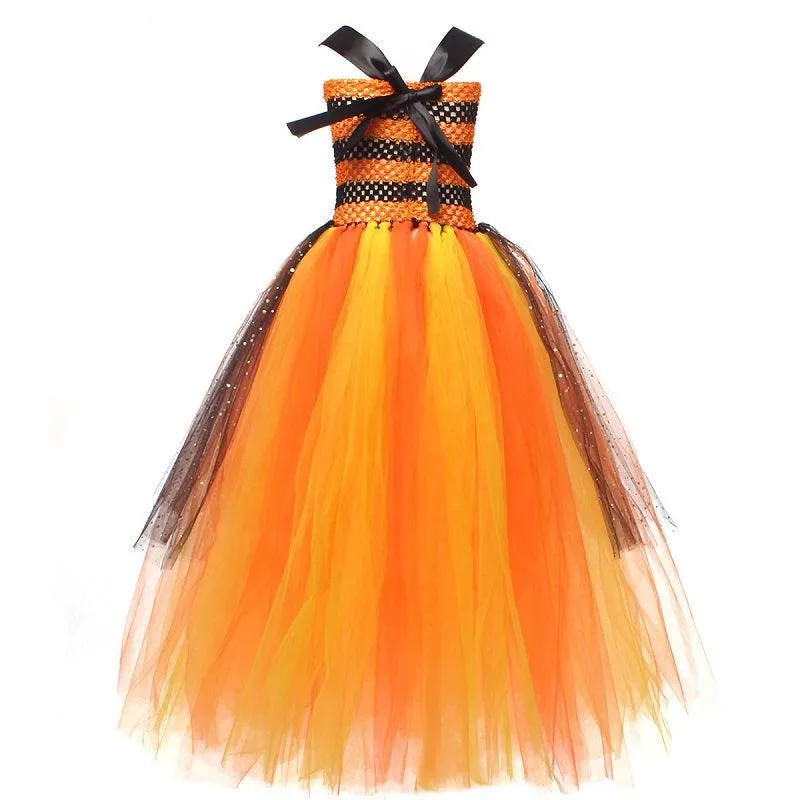 Halloween Magic Princess Dress 1-10 Year Old Girls' Sparkling Strap Puff Skirt Festive Party Elf Outfit Carnival Birthday Banquet Performance Dress