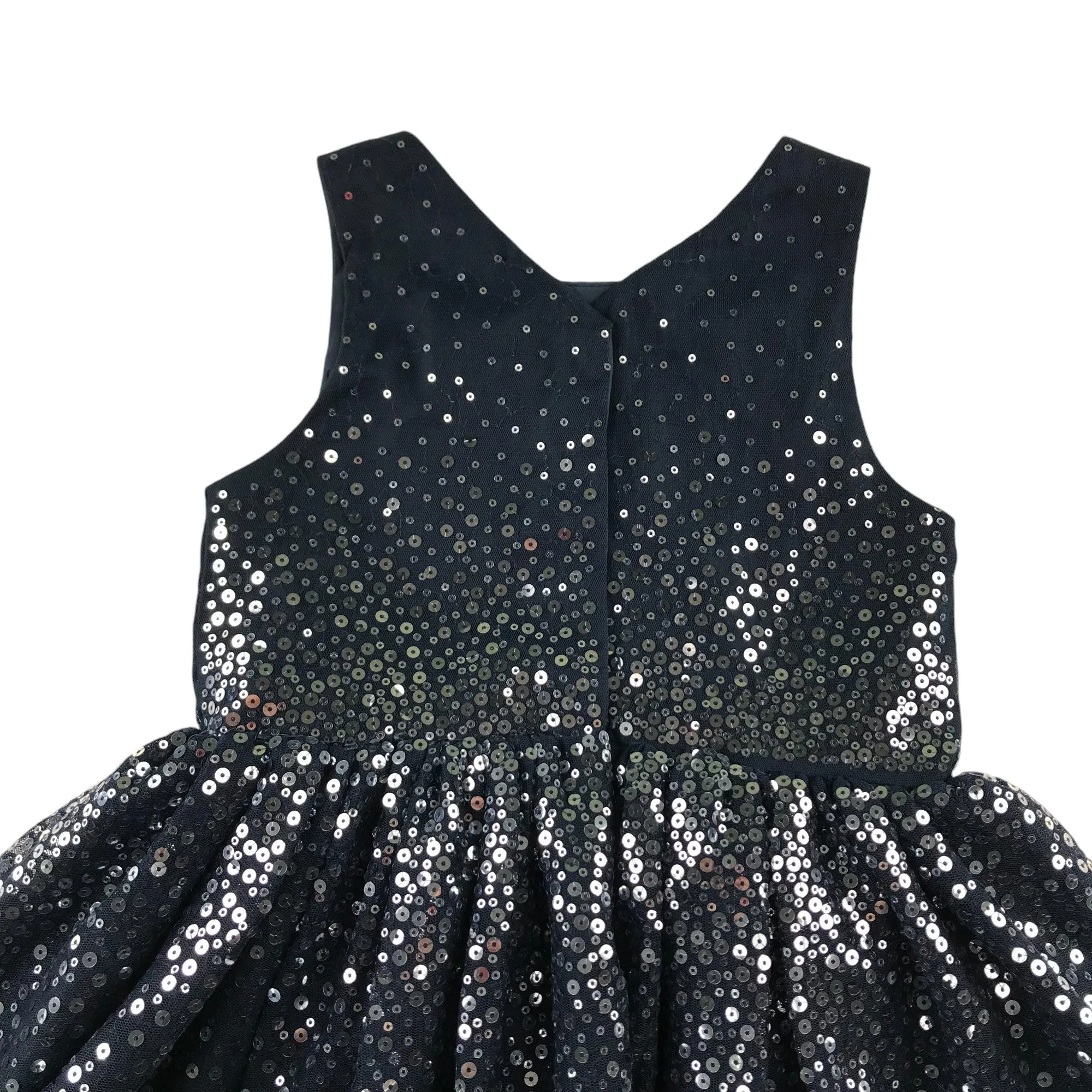 H&M dress 5-6 years navy blue mesh layered with sequins