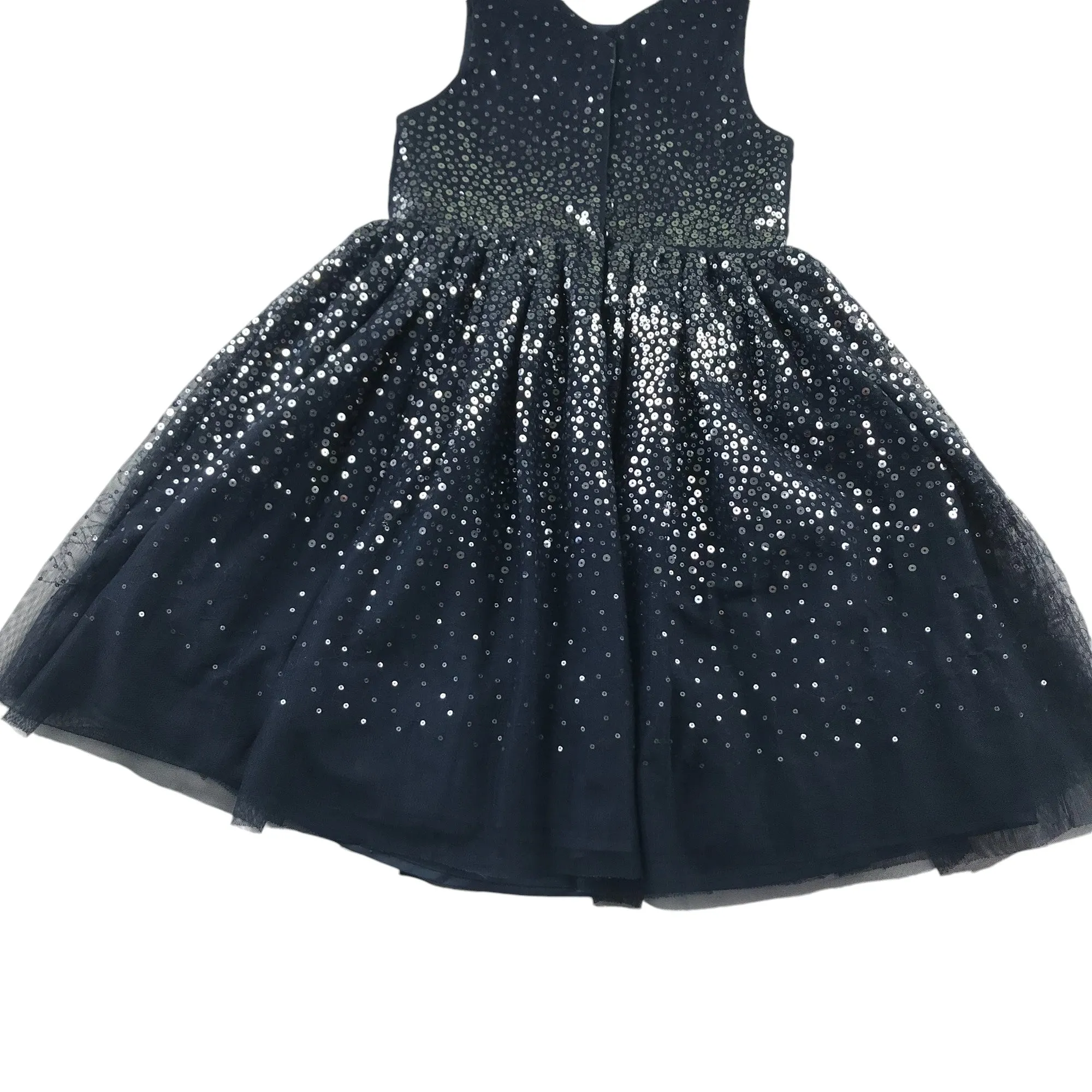 H&M dress 5-6 years navy blue mesh layered with sequins