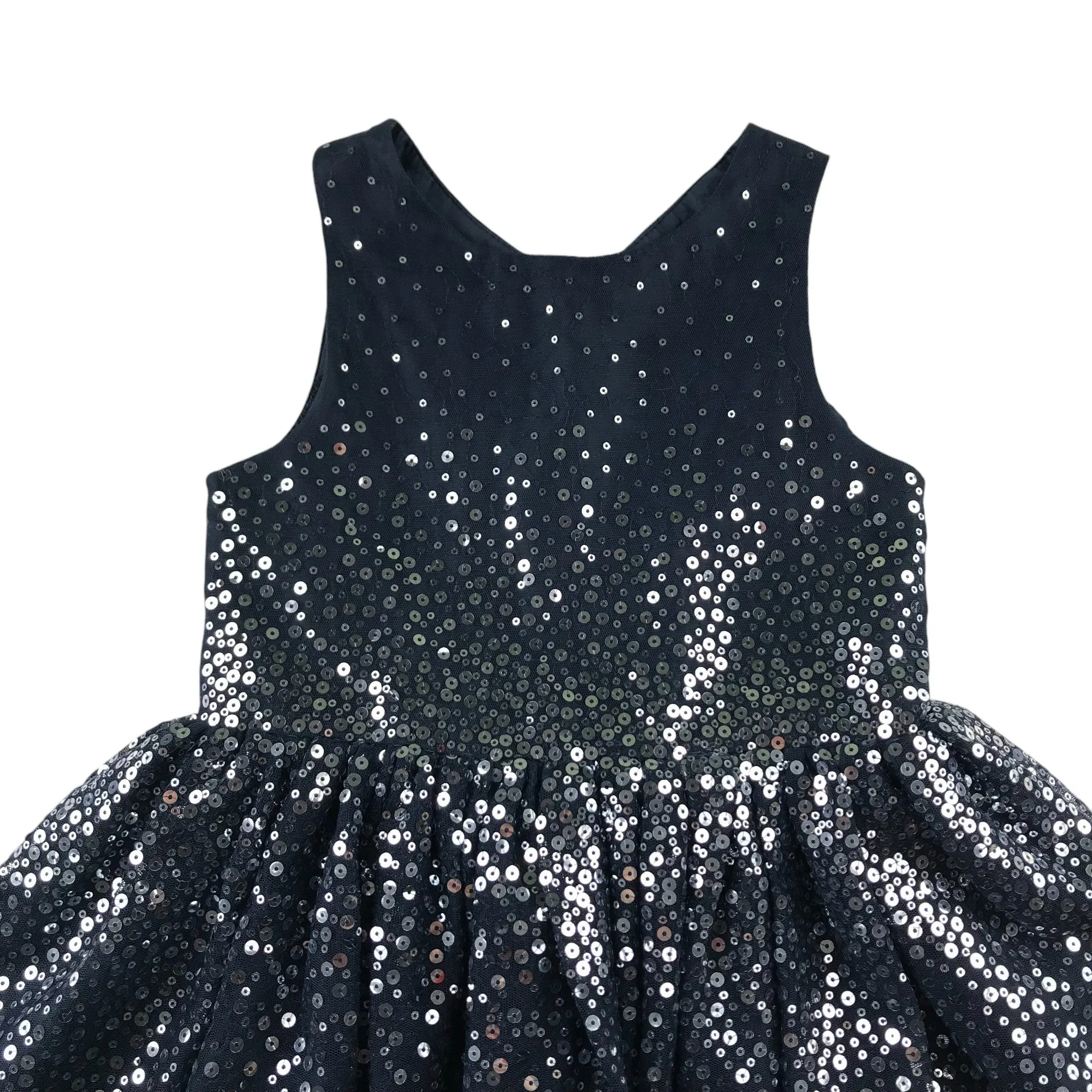 H&M dress 5-6 years navy blue mesh layered with sequins