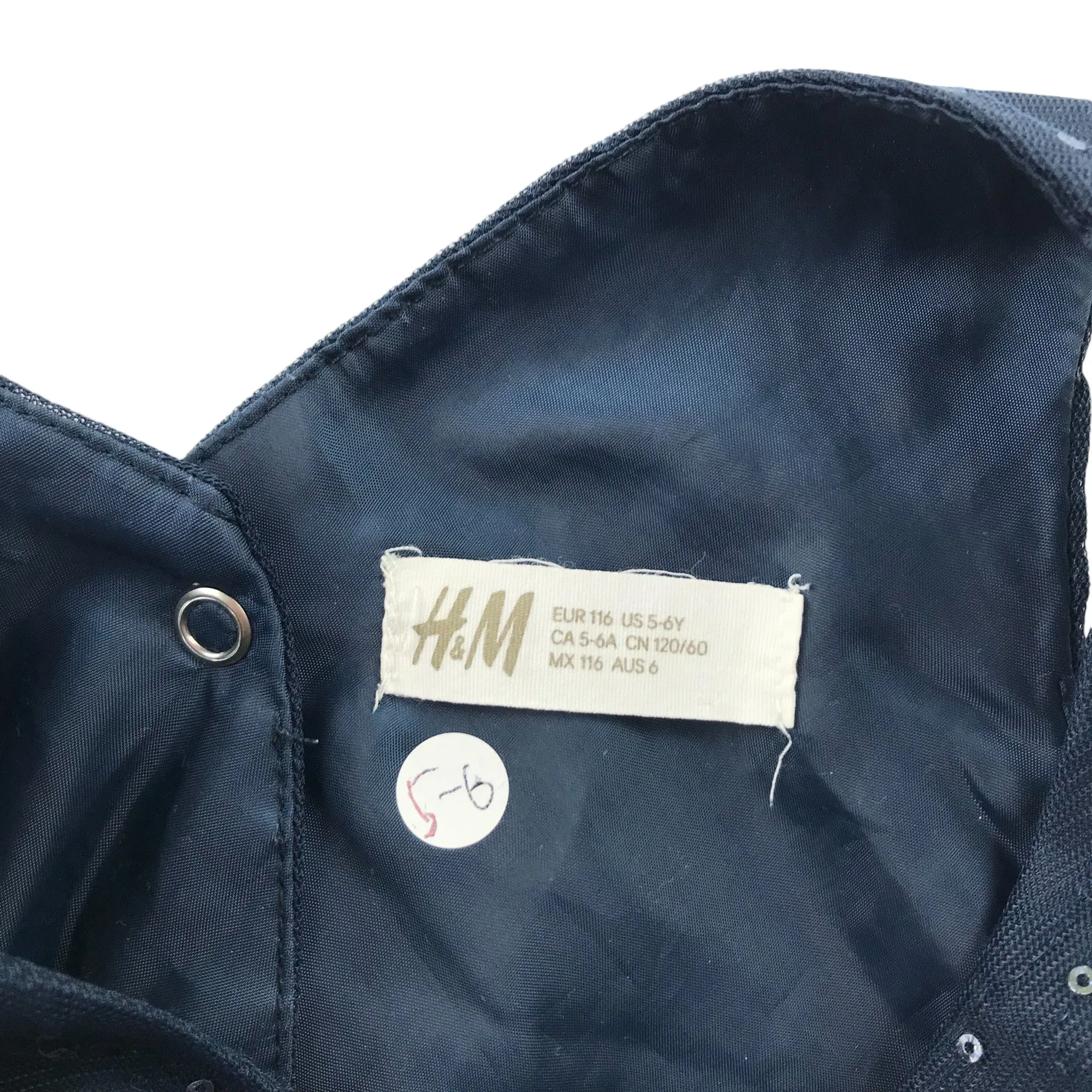 H&M dress 5-6 years navy blue mesh layered with sequins