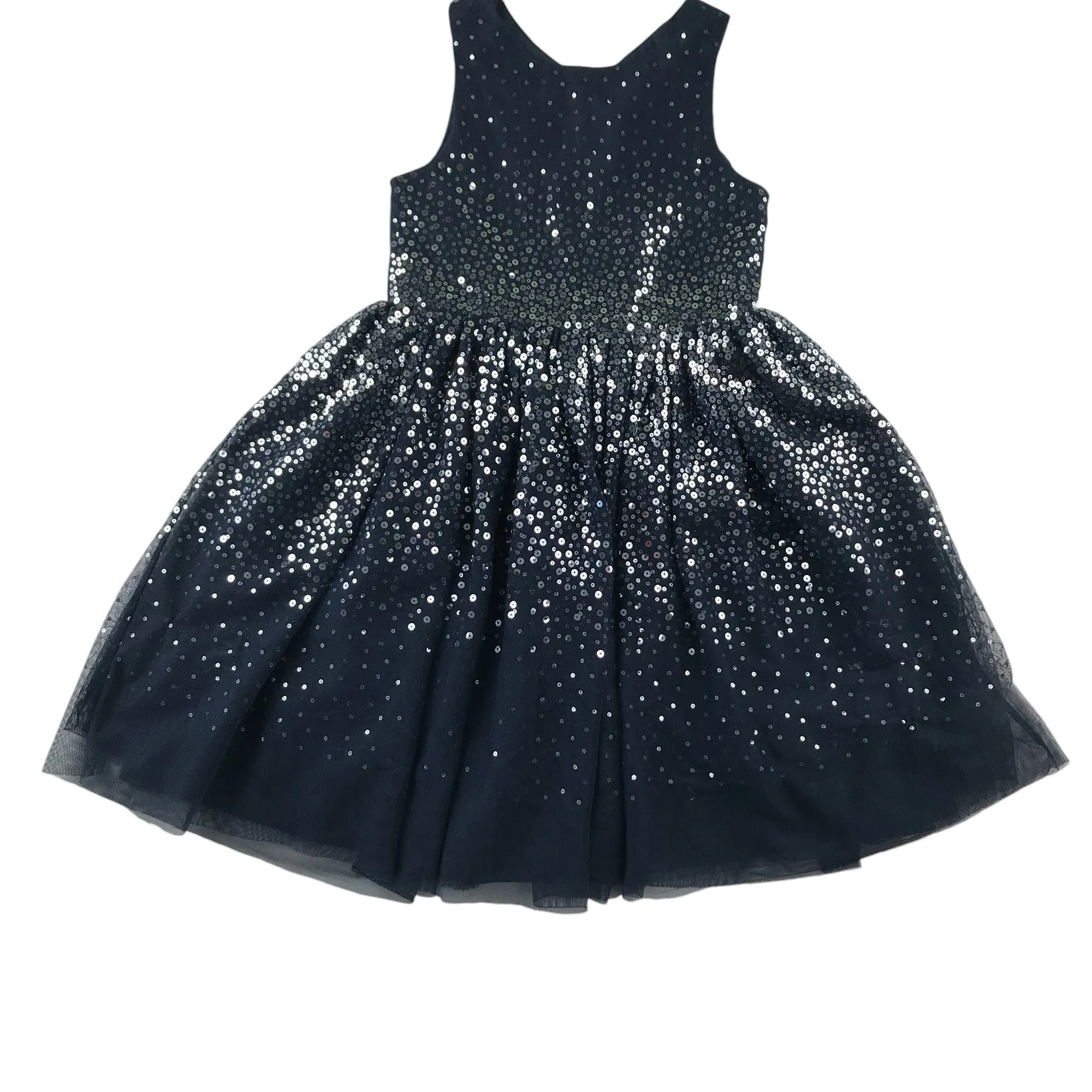 H&M dress 5-6 years navy blue mesh layered with sequins