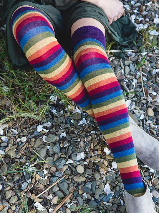 Iris Rainbow Eco-Friendly Cotton Over the Knee Socks