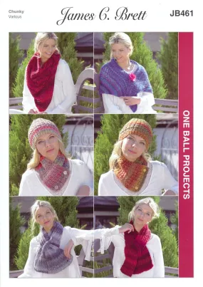 James Brett Chunky Knitting Pattern - JB461 Ladies Neck Wrap & Scarves