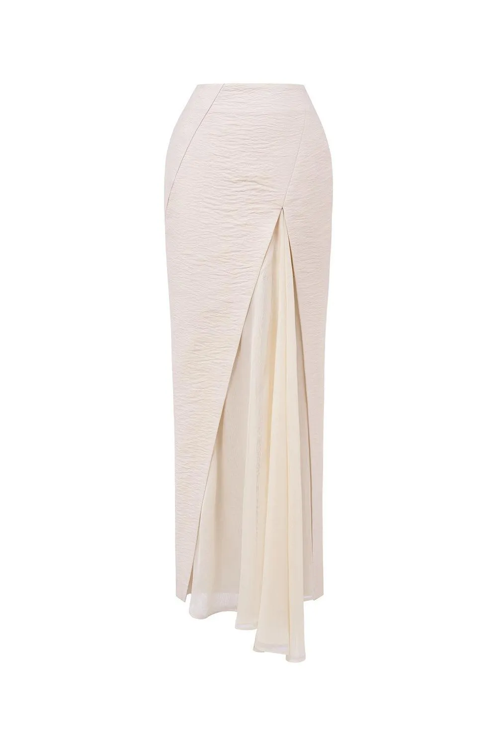 Khiet Trumpet Side Slit Silk Linen Maxi Skirt